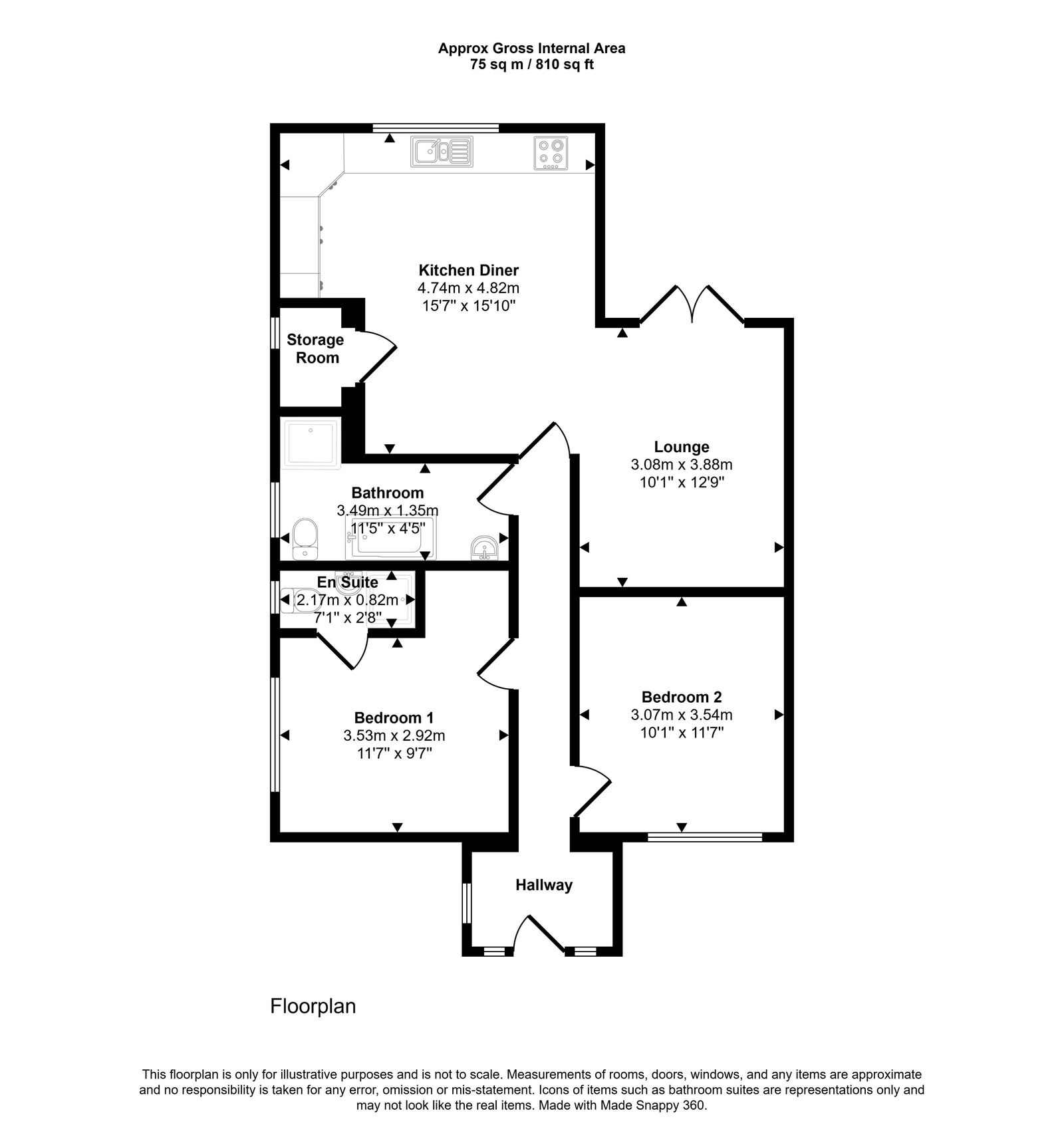2 bed semi-detached bungalow for sale in Seabank Drive, Prestatyn - Property floorplan