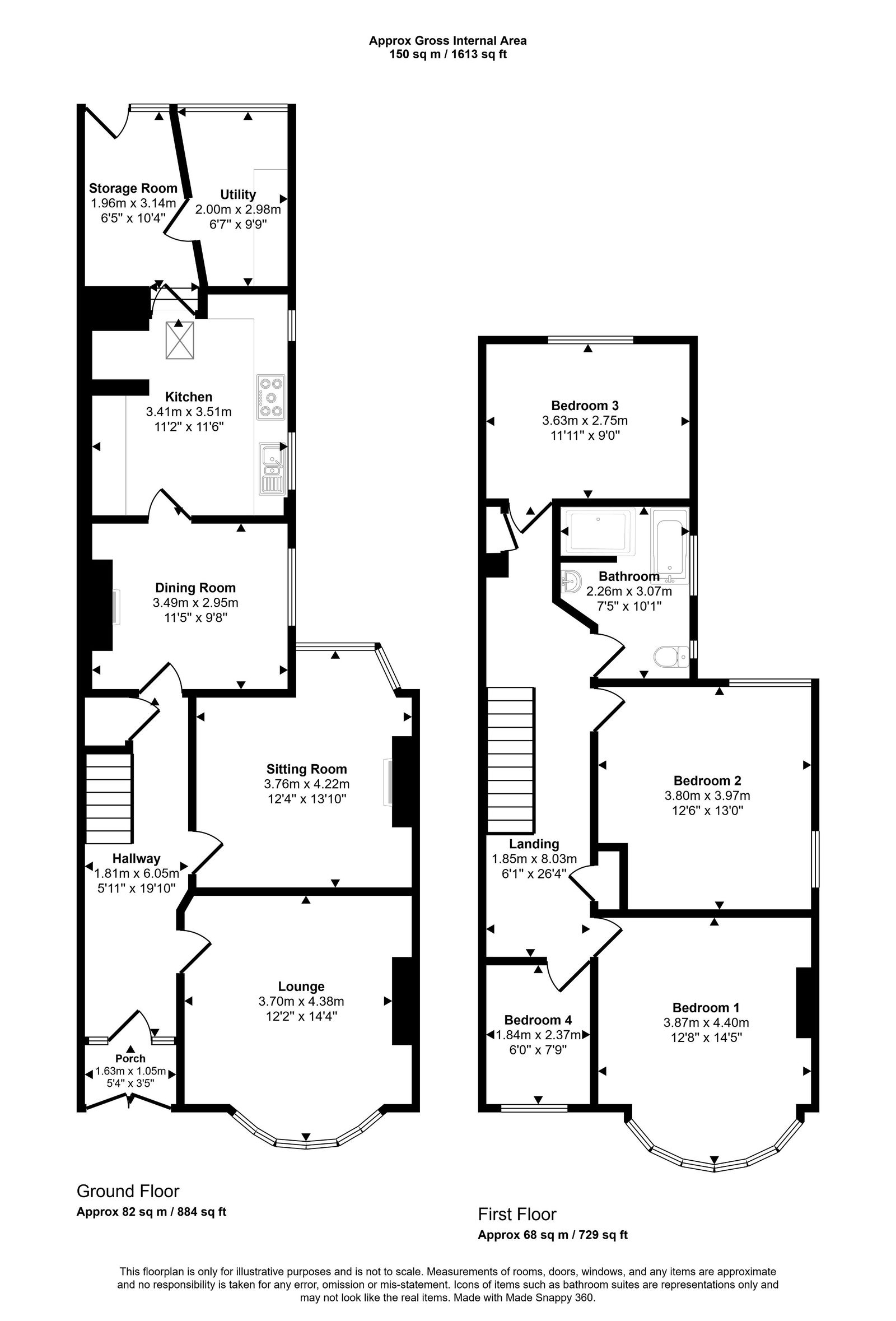 4 bed end of terrace house for sale in Butterton Road, Rhyl, LL18 1RF - Property floorplan