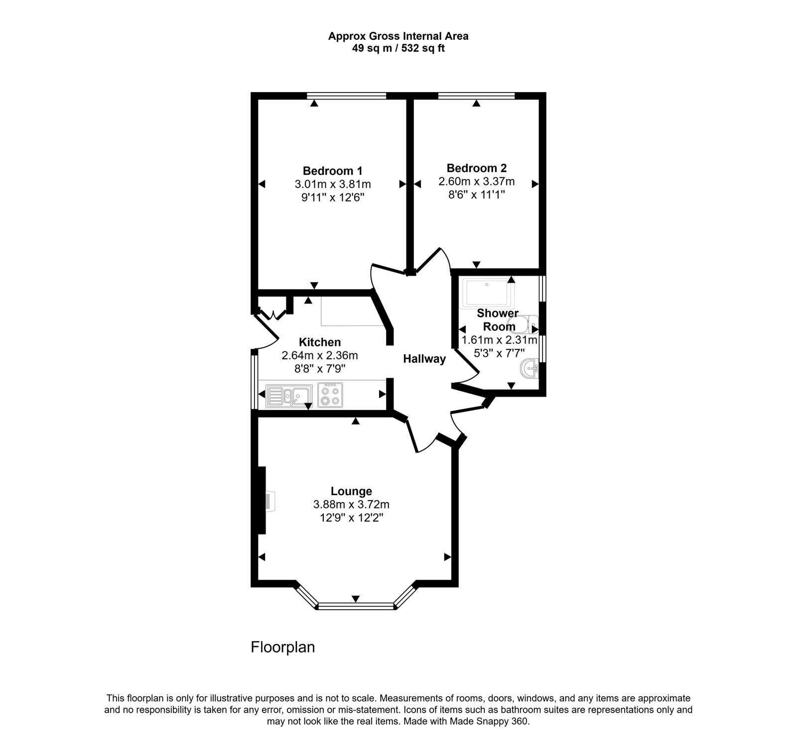 2 bed bungalow for sale in Green Lanes, Prestatyn, LL19 7BH - Property floorplan