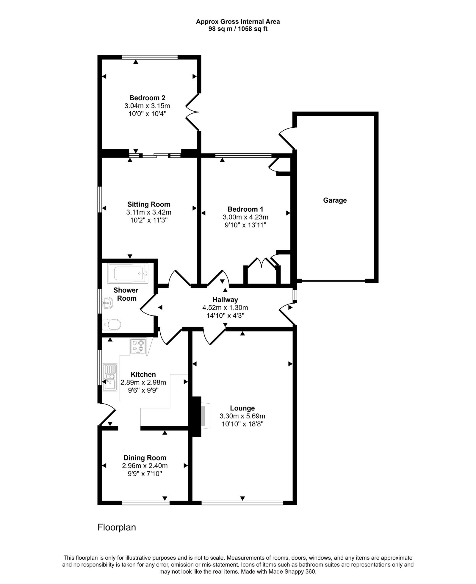 2 bed bungalow for sale in Garwyn Avenue, Meliden - Property floorplan