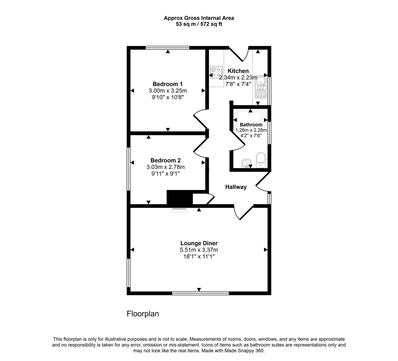 2 bed bungalow for sale in Ceg Y Ffordd, Prestatyn, LL19 7YE - Property floorplan