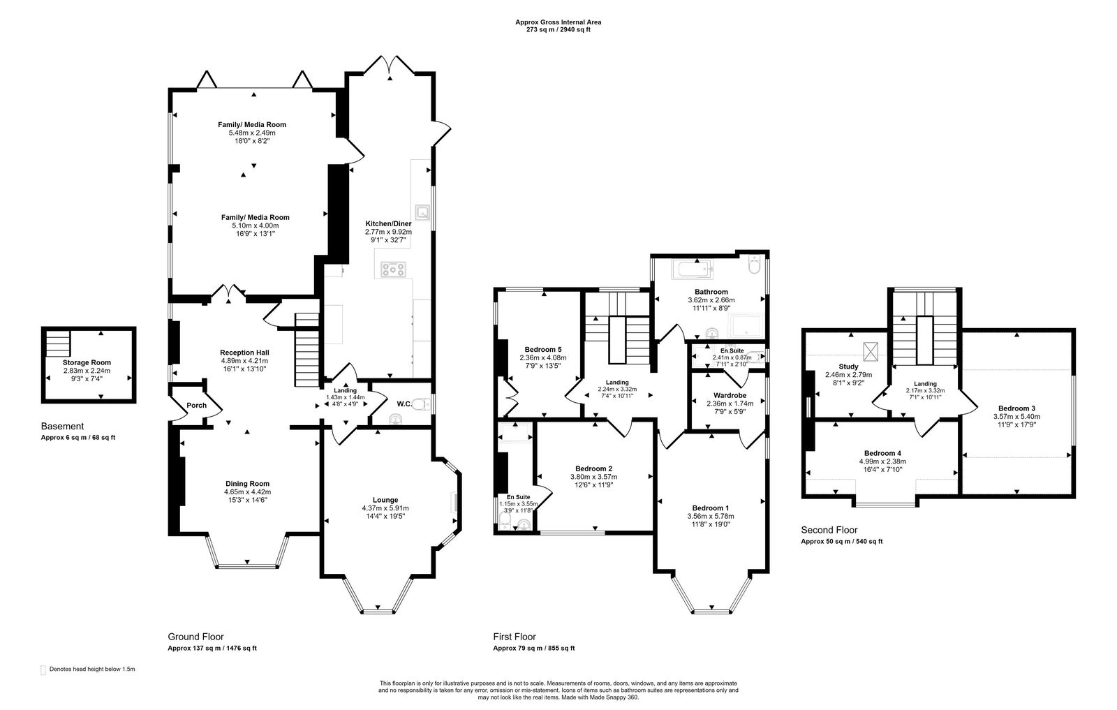 5 bed detached house for sale in Aberconway Road, Prestatyn, LL19 9HH - Property floorplan