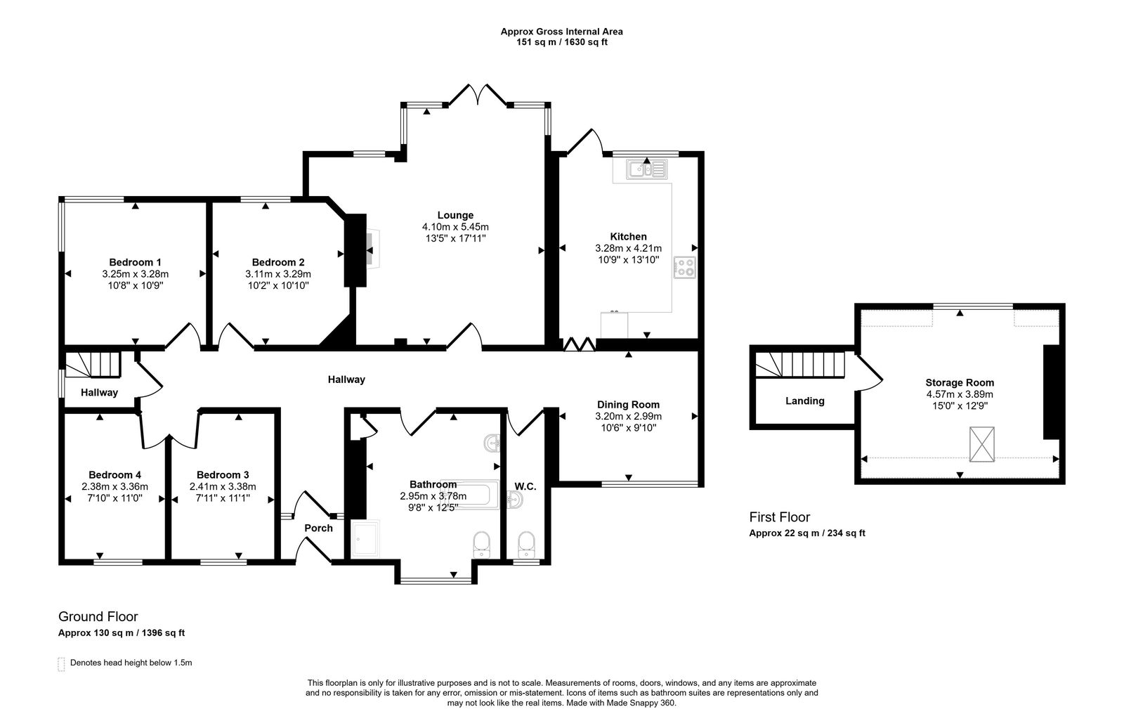 4 bed bungalow for sale in Warren Drive, Prestatyn, LL19 7HT - Property floorplan