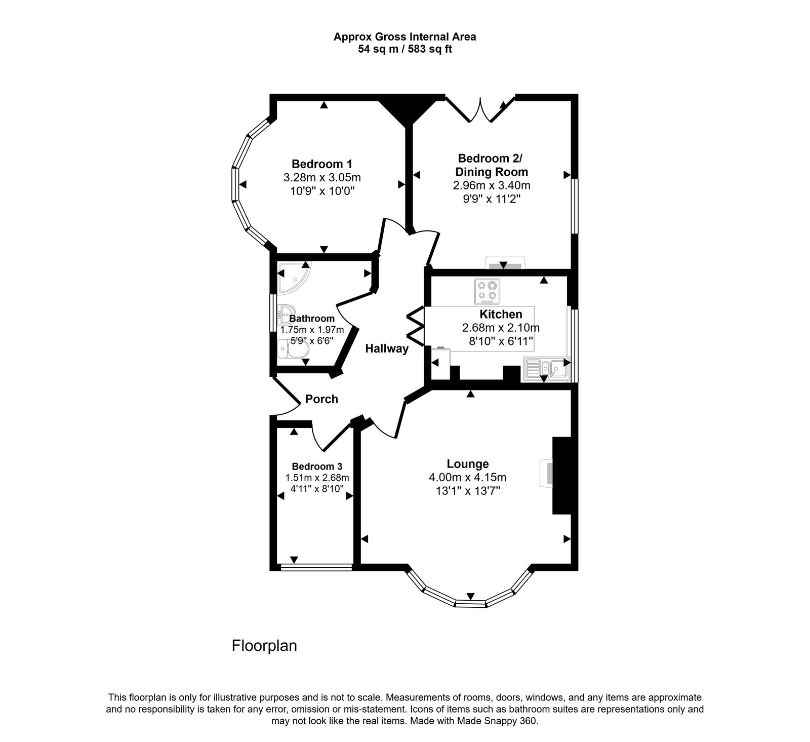 3 bed bungalow for sale in Molineaux Road, Rhyl, LL18 3TY - Property floorplan