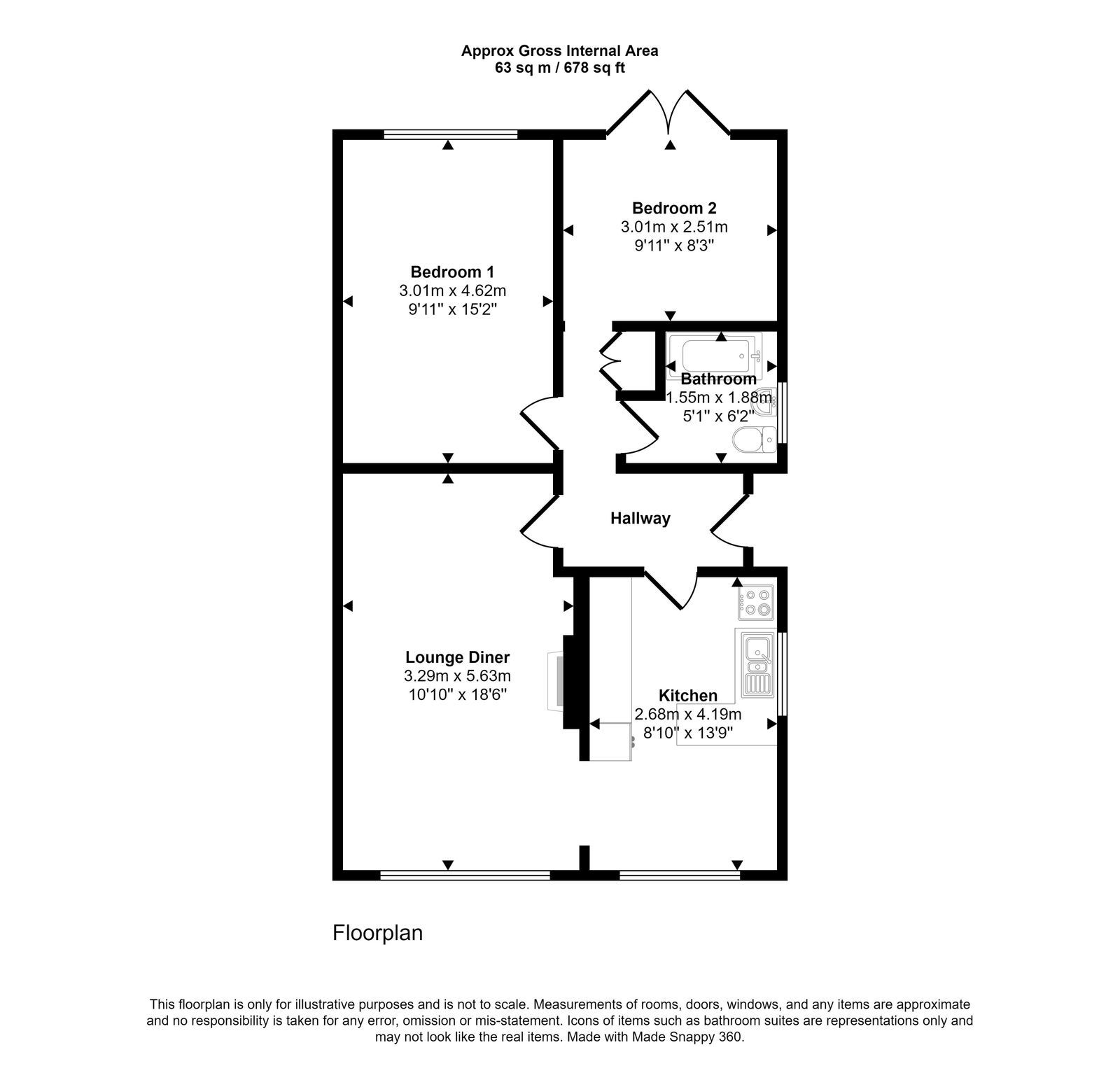 2 bed bungalow for sale in Cedar Avenue, Rhyl - Property floorplan