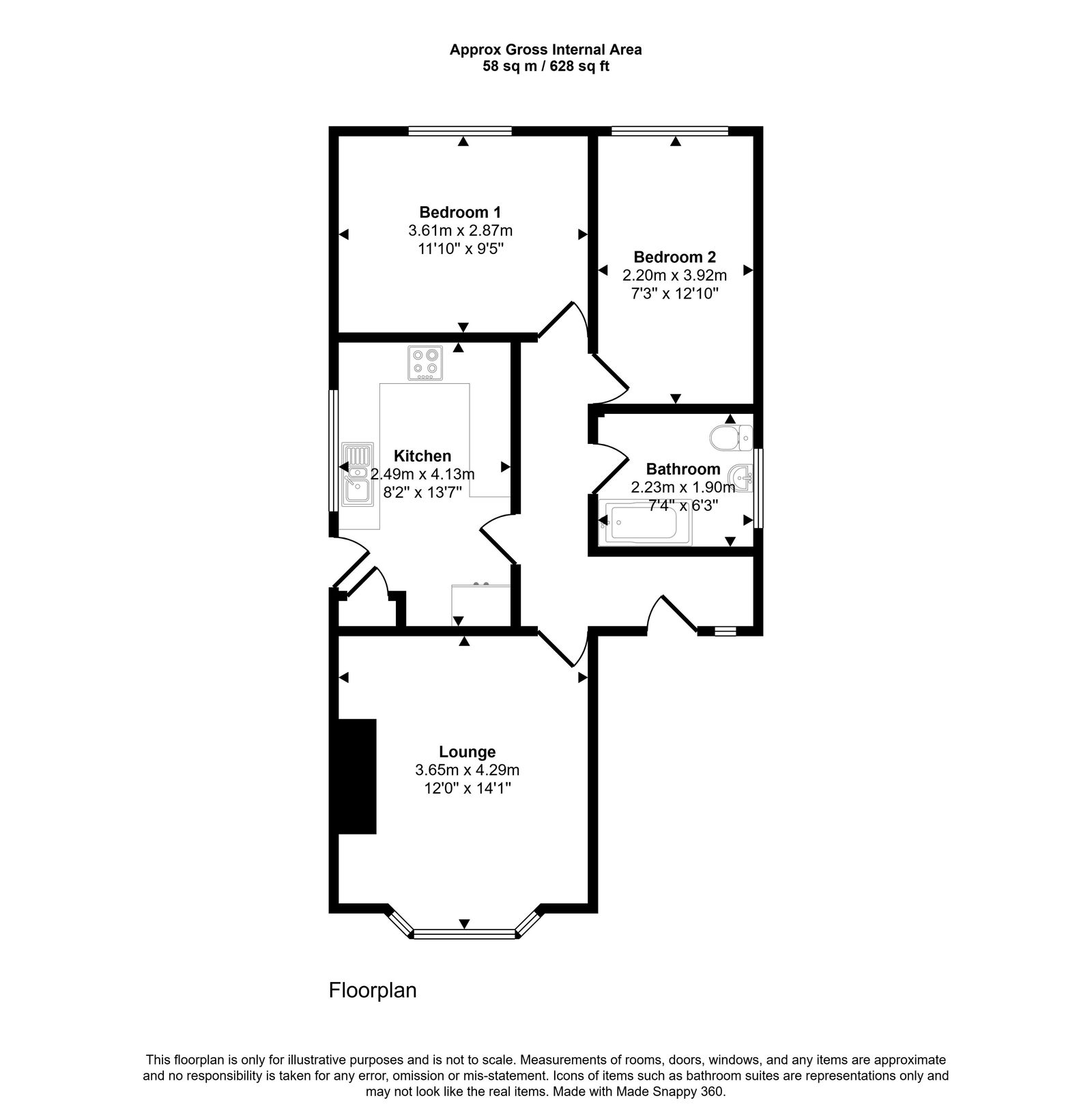 2 bed bungalow for sale in Grosvenor Road, Prestatyn, LL19 7TR - Property floorplan