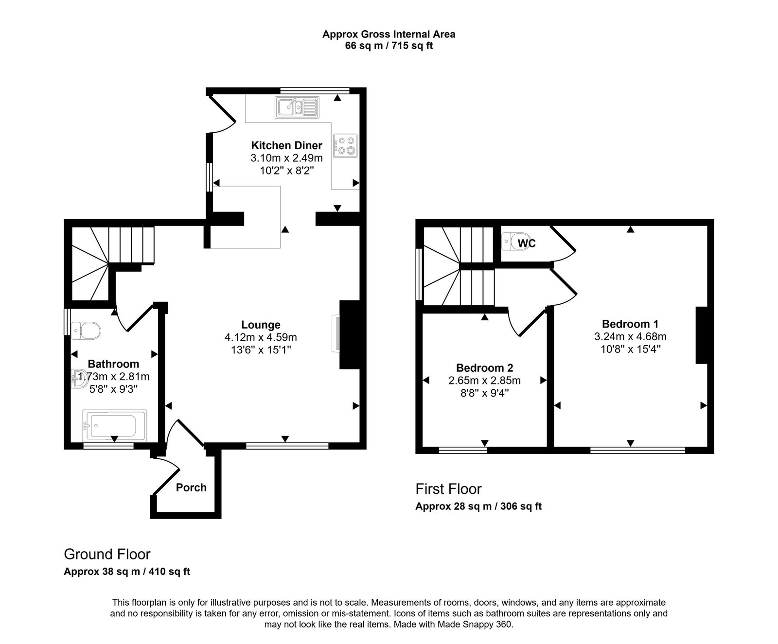2 bed semi-detached house for sale in Ffordd Bryn Melyd, Meliden - Property floorplan