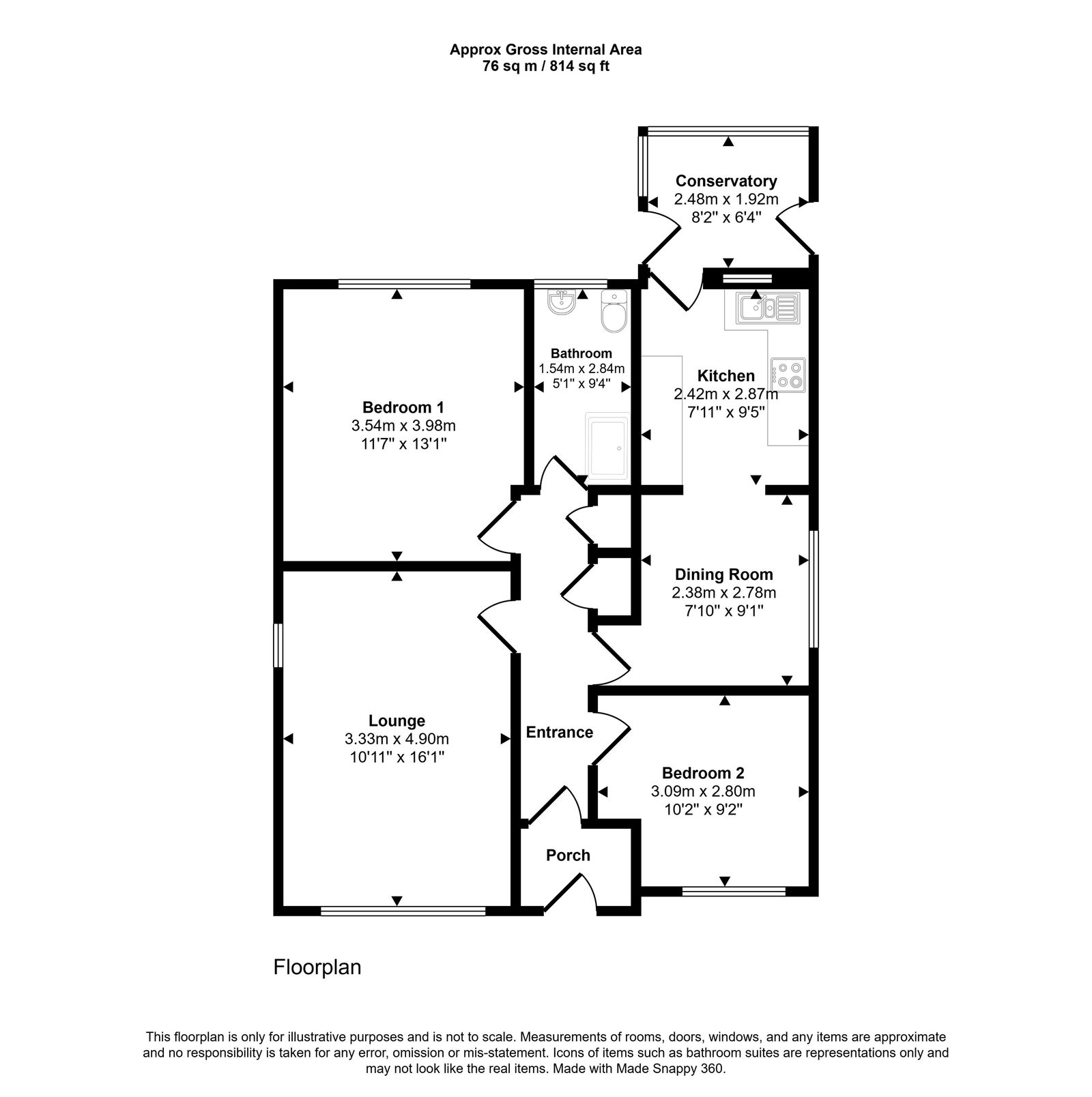 2 bed bungalow for sale in Ffordd Ffynnon, Rhuddlan - Property floorplan
