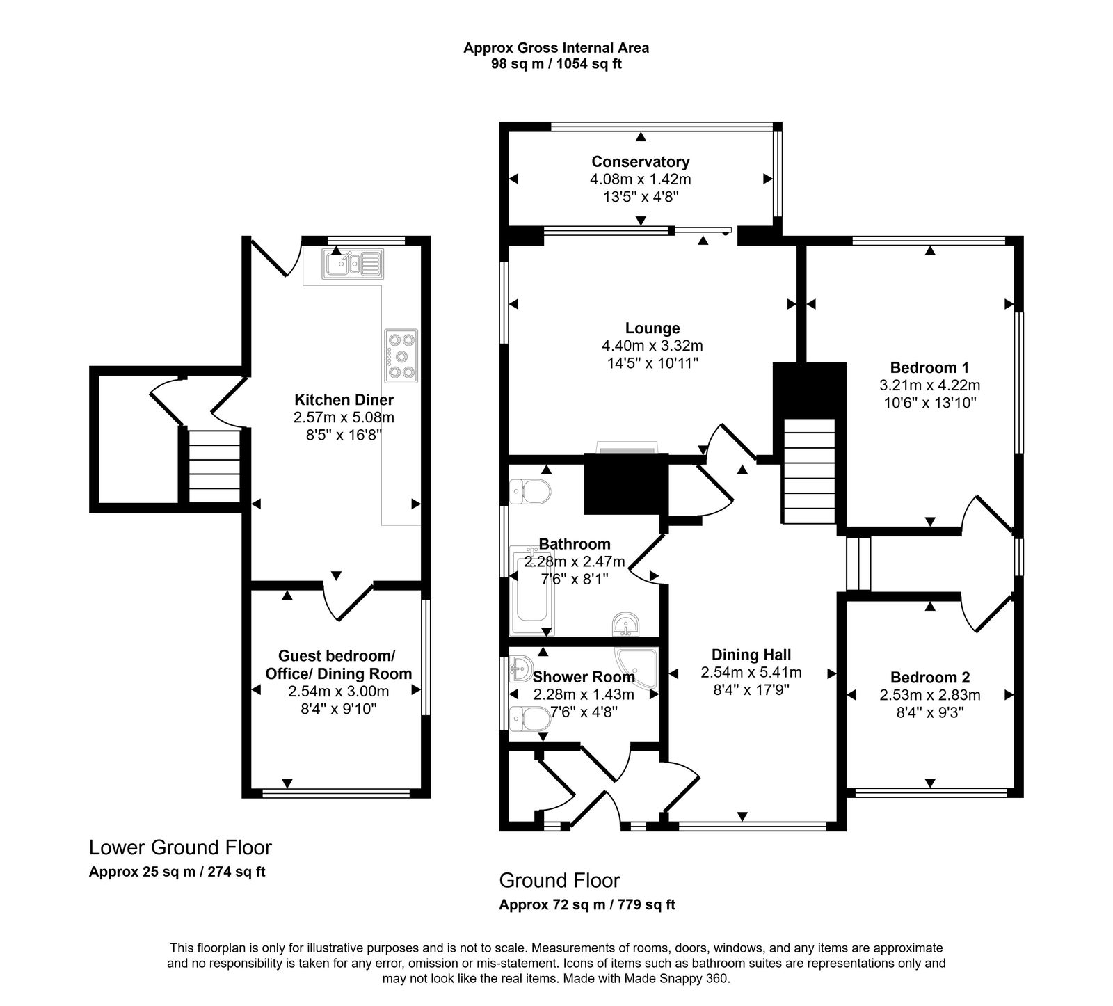 2 bed detached house for sale in The Avenue, Prestatyn, LL19 9RE - Property floorplan
