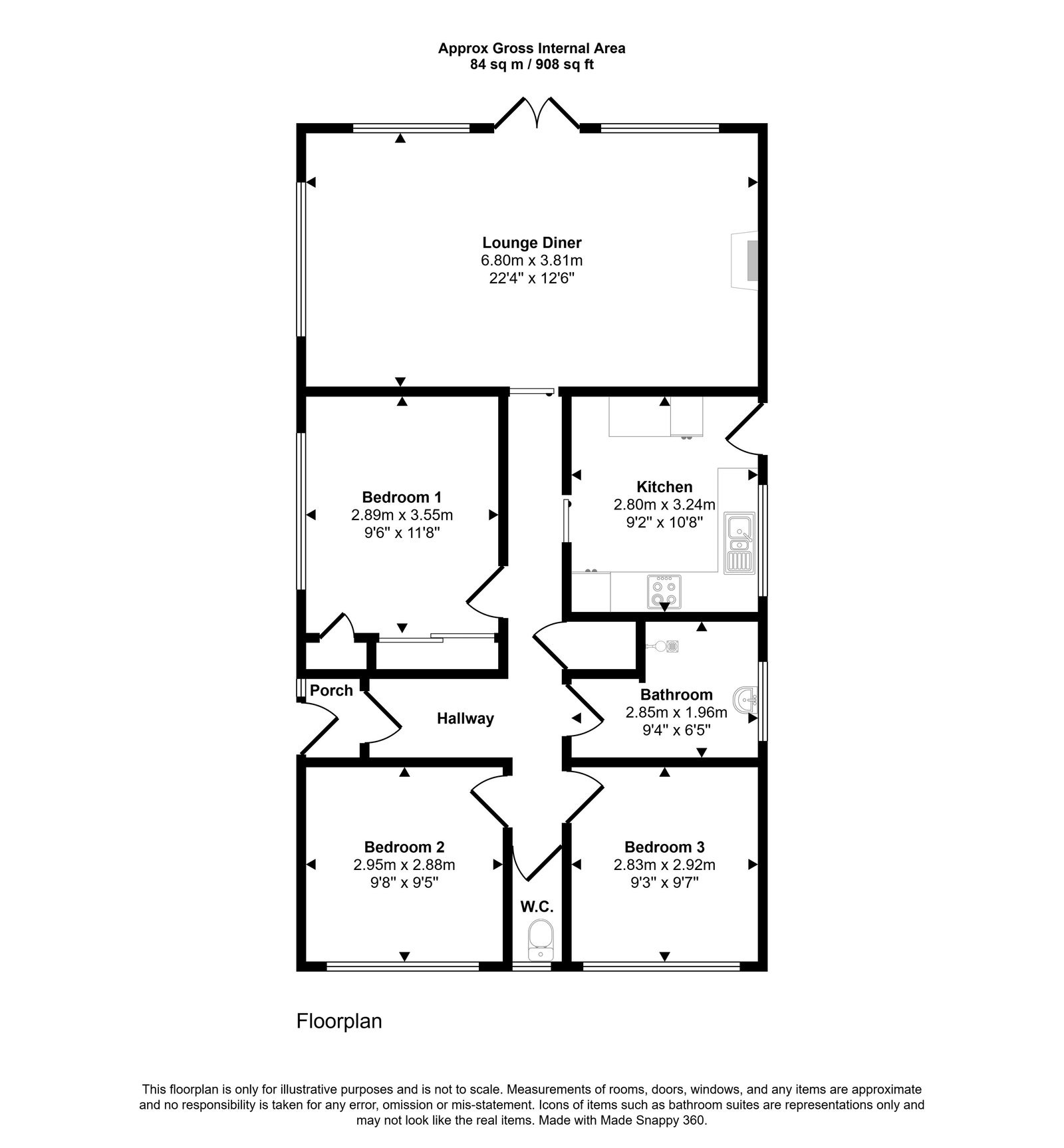 3 bed bungalow for sale in Denbigh Circle, Kinmel Bay, LL18 5HW - Property floorplan