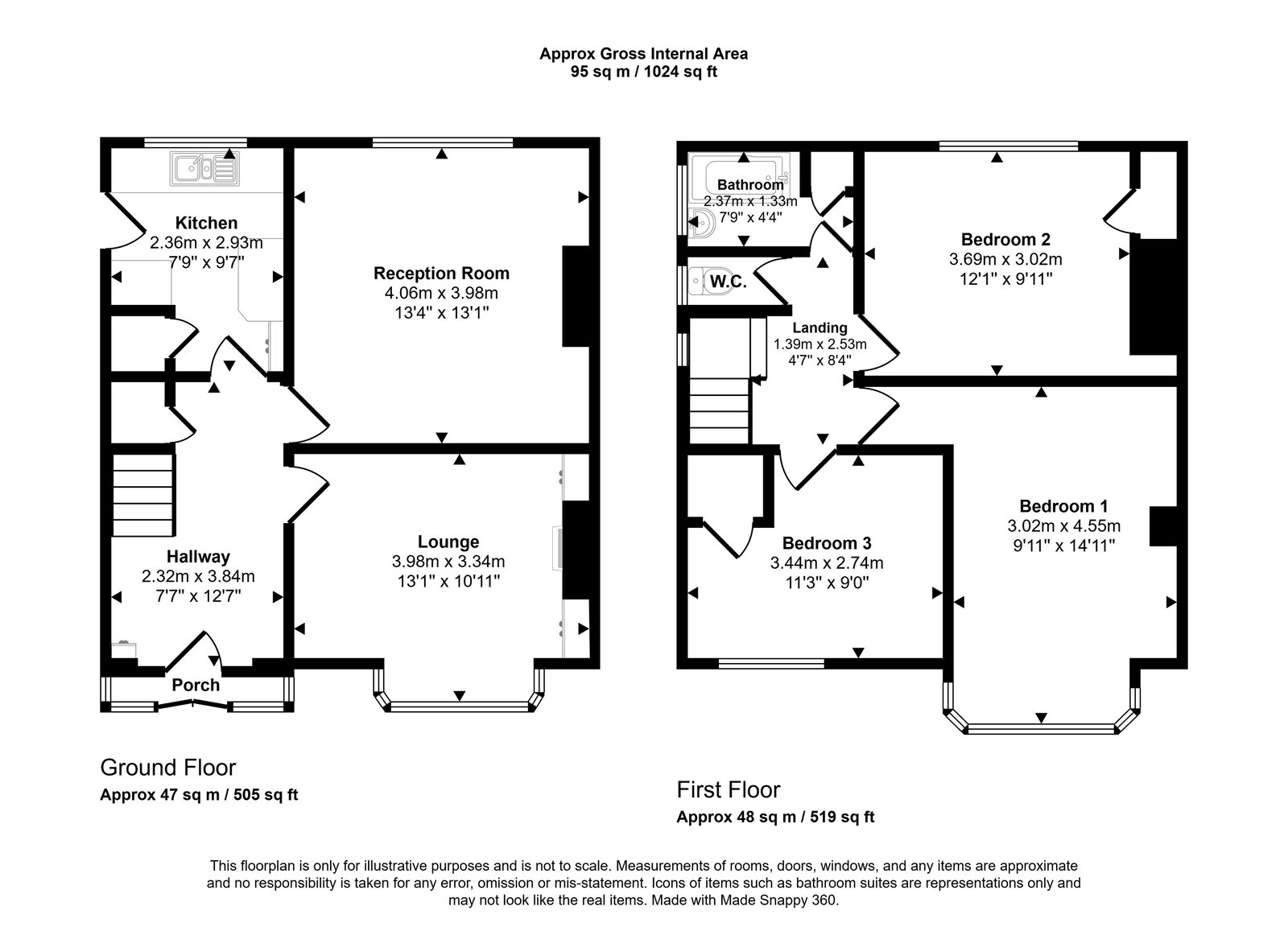3 bed semi-detached house for sale in Frederick Street, Rhyl - Property floorplan
