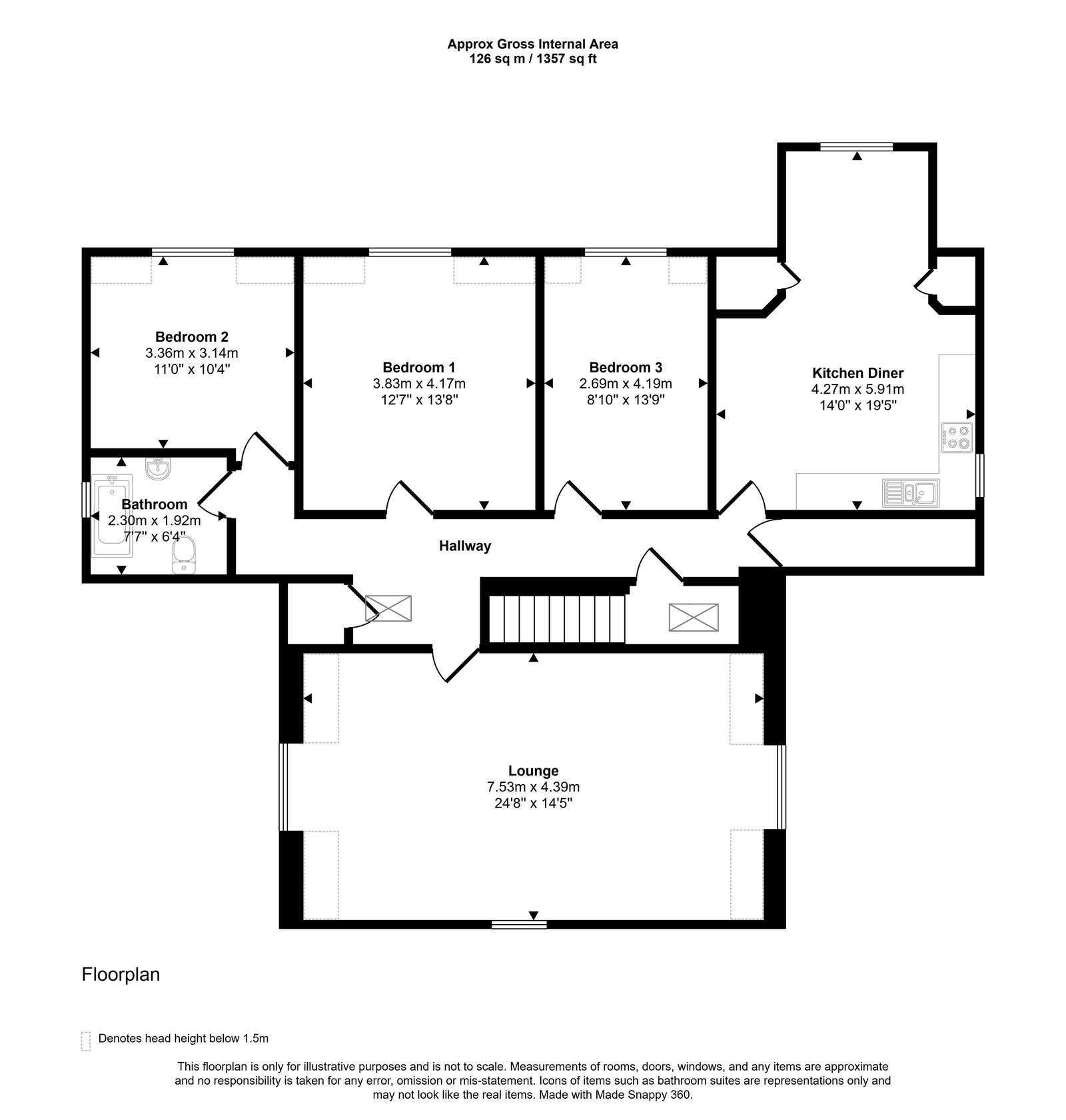 3 bed flat for sale in Fforddlas, Prestatyn, LL19 9SG - Property floorplan