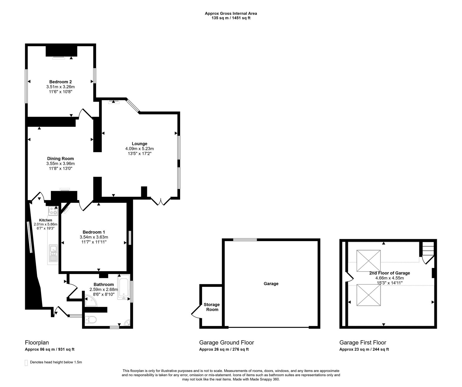 2 bed bungalow for sale in Laburnum Cottage - Property floorplan