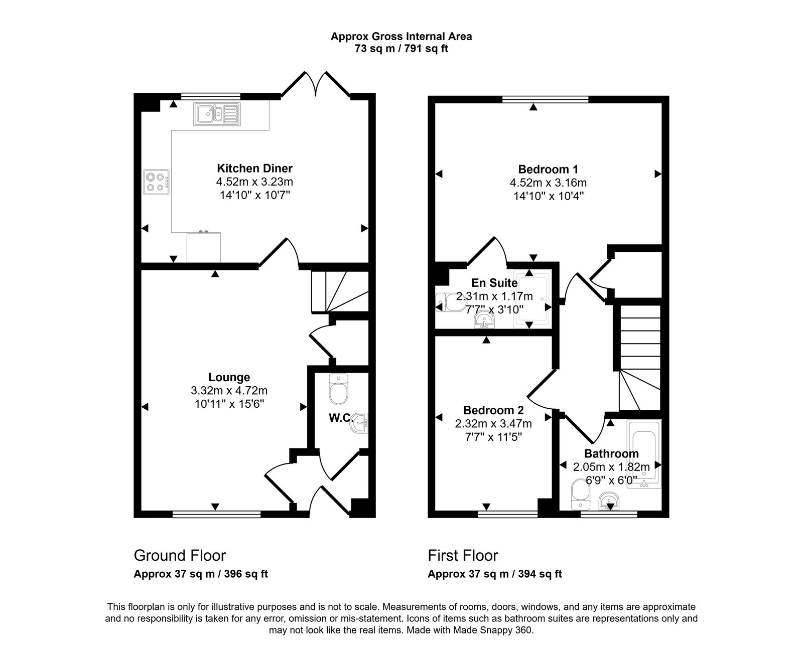 2 bed semi-detached house for sale in Rhodfa Cae Isa, St Asaph, LL17 0FP - Property floorplan