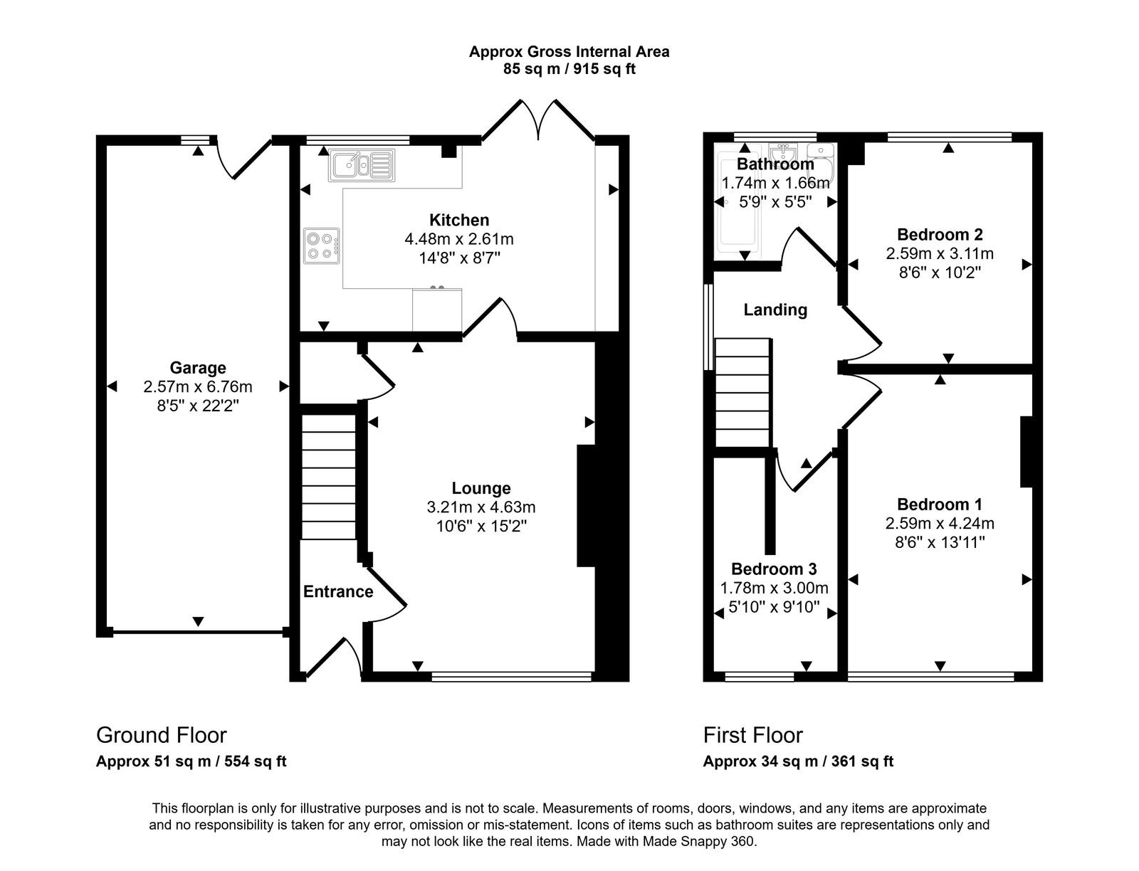 3 bed semi-detached house for sale in Clement Drive, Rhyl, LL18 4HU - Property floorplan
