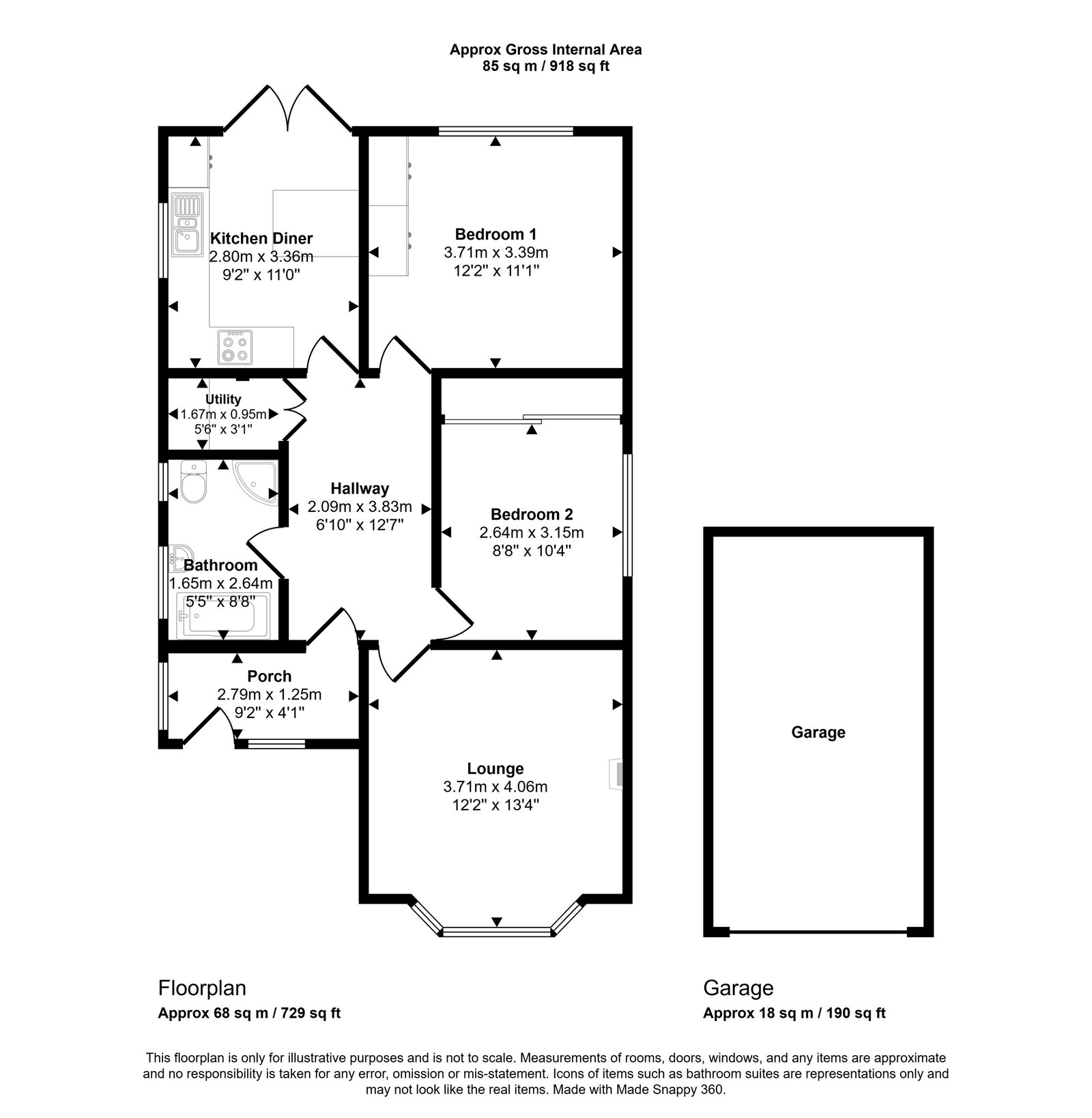 2 bed bungalow for sale in The Brae, Meliden, LL19 8RB - Property floorplan