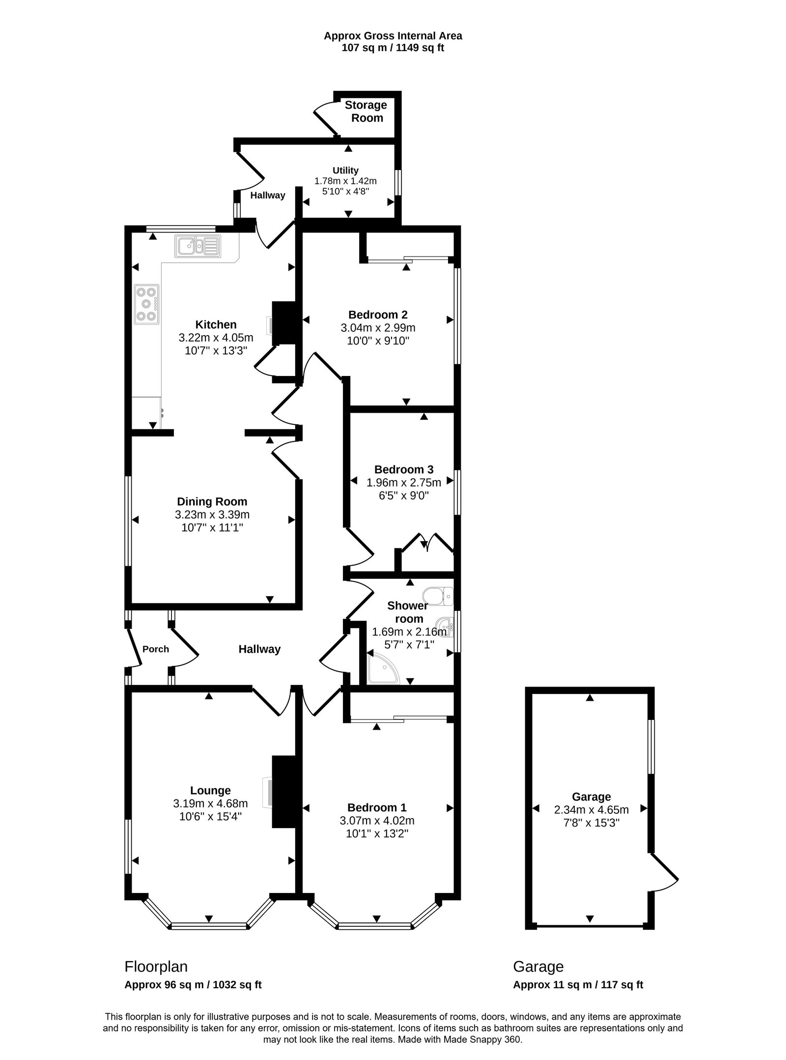 3 bed bungalow for sale in Ffordd Dewi, Rhuddlan - Property floorplan