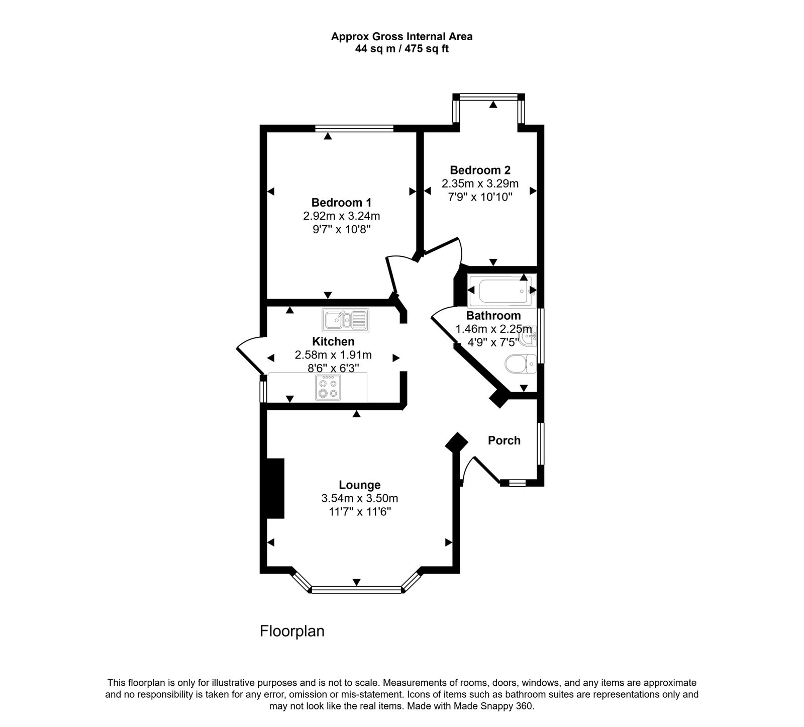 2 bed bungalow for sale in Weaver Avenue, Rhyl - Property floorplan