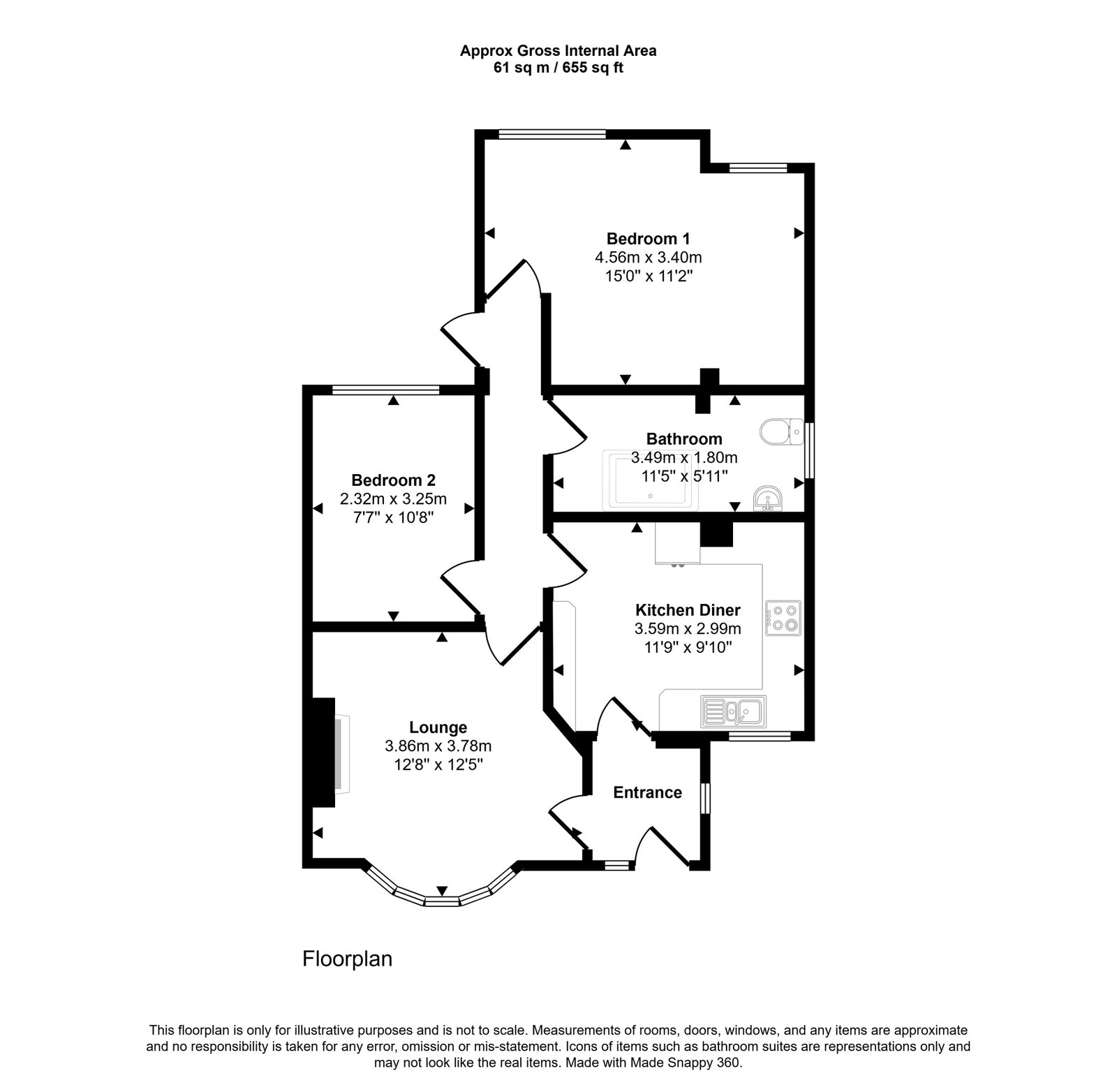 2 bed semi-detached bungalow for sale in Rhyl Coast Road, Rhyl, LL18 3PS - Property floorplan