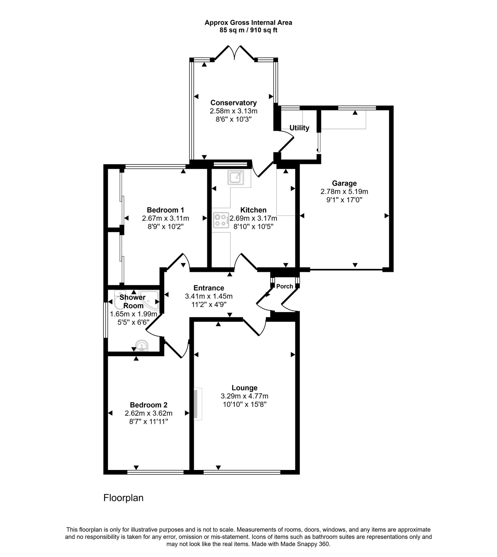 2 bed bungalow for sale in Lon Cwybr, Rhuddlan, LL18 2SX - Property floorplan