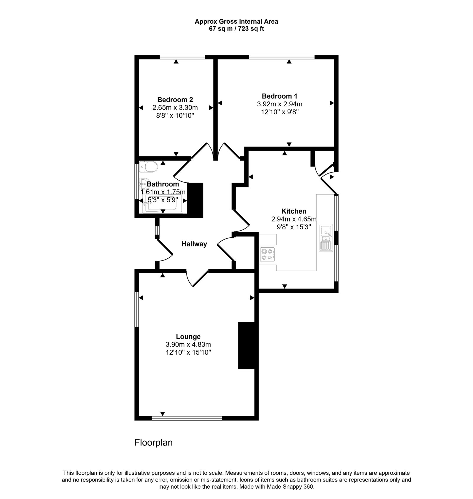 2 bed bungalow for sale in Maes Helyg, Rhuddlan - Property floorplan