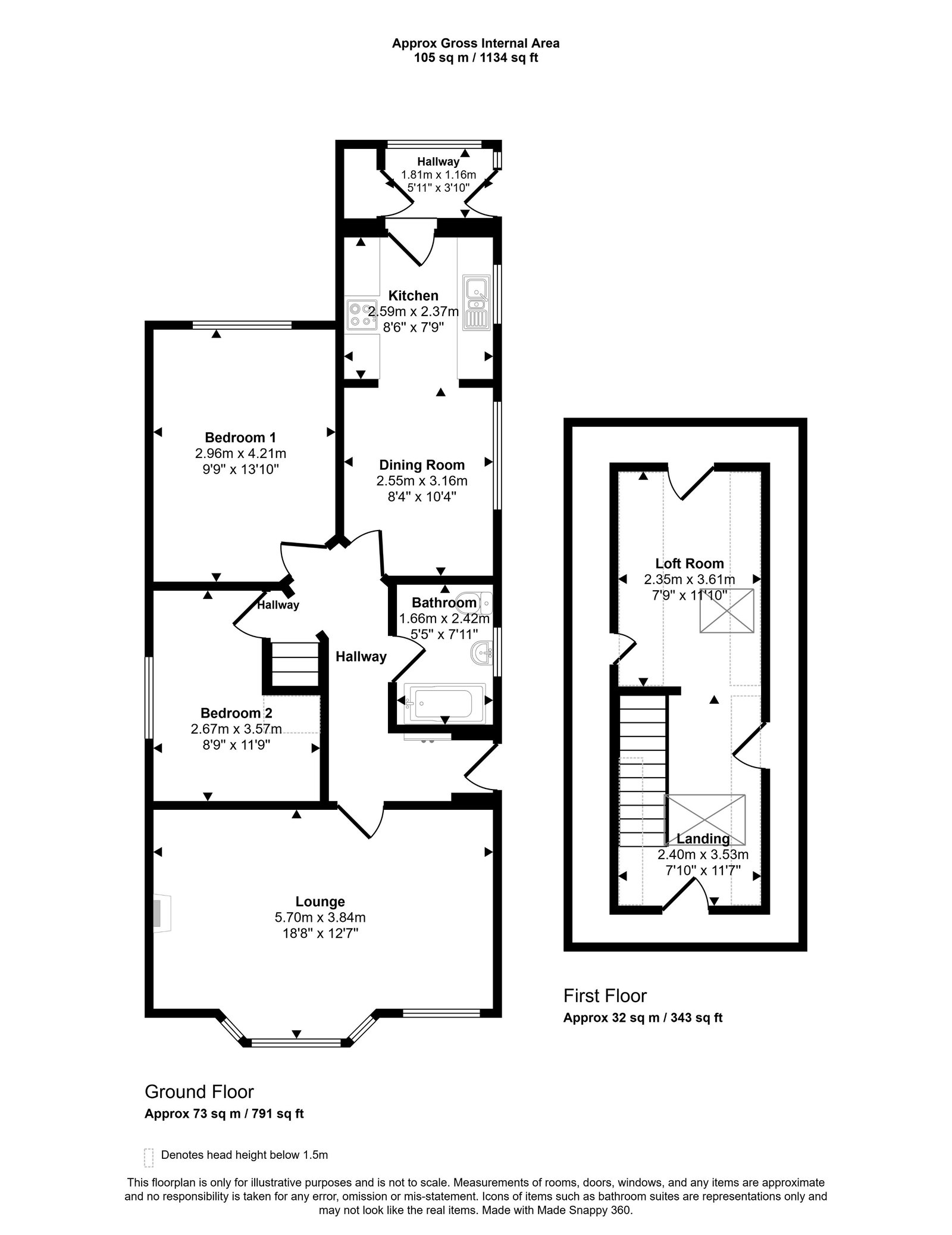 2 bed bungalow for sale in Bryn Cwnin Road, Rhyl, LL18 4UB - Property floorplan
