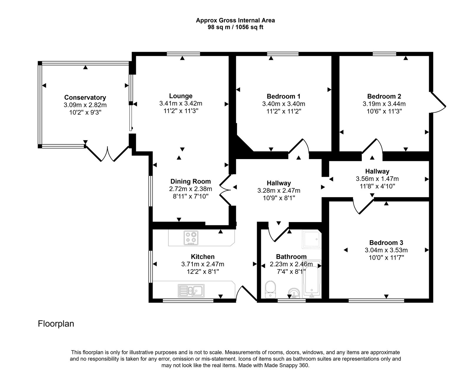 3 bed bungalow for sale in Bryn Avenue, Rhyl, LL18 4BE - Property floorplan