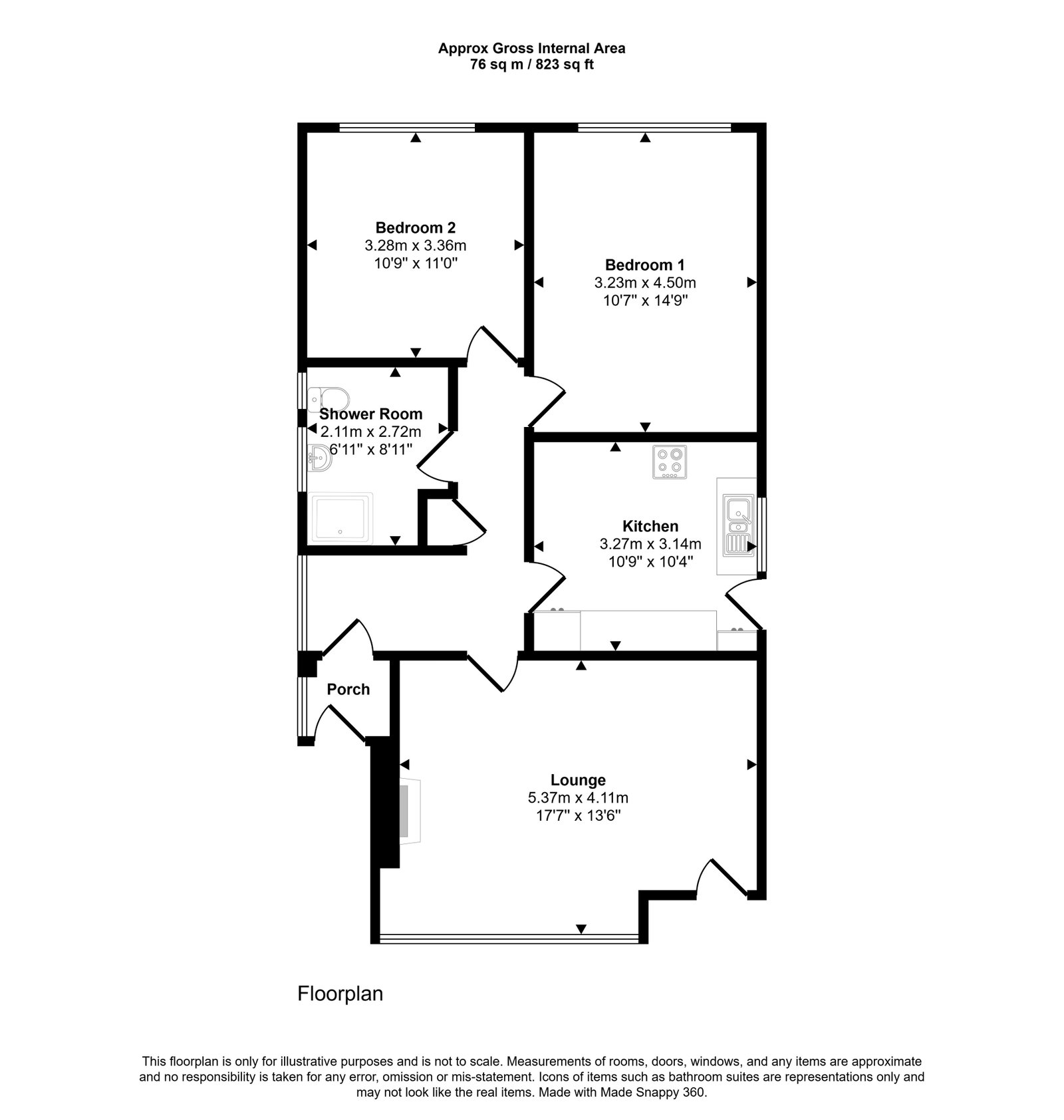 2 bed bungalow for sale in Linden Close, Prestatyn, LL19 9EG - Property floorplan