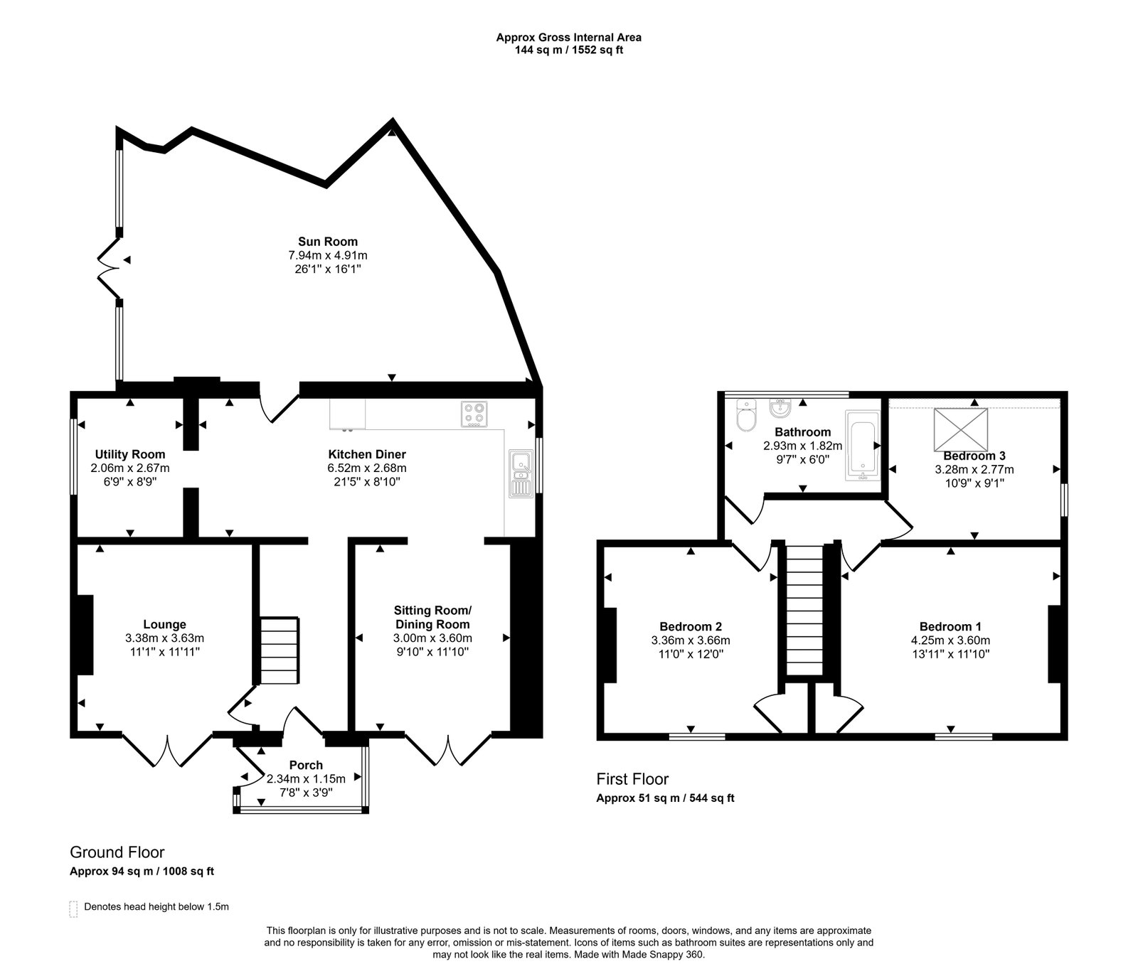 3 bed detached house for sale in Hillside, Prestatyn, LL19 9EN - Property floorplan