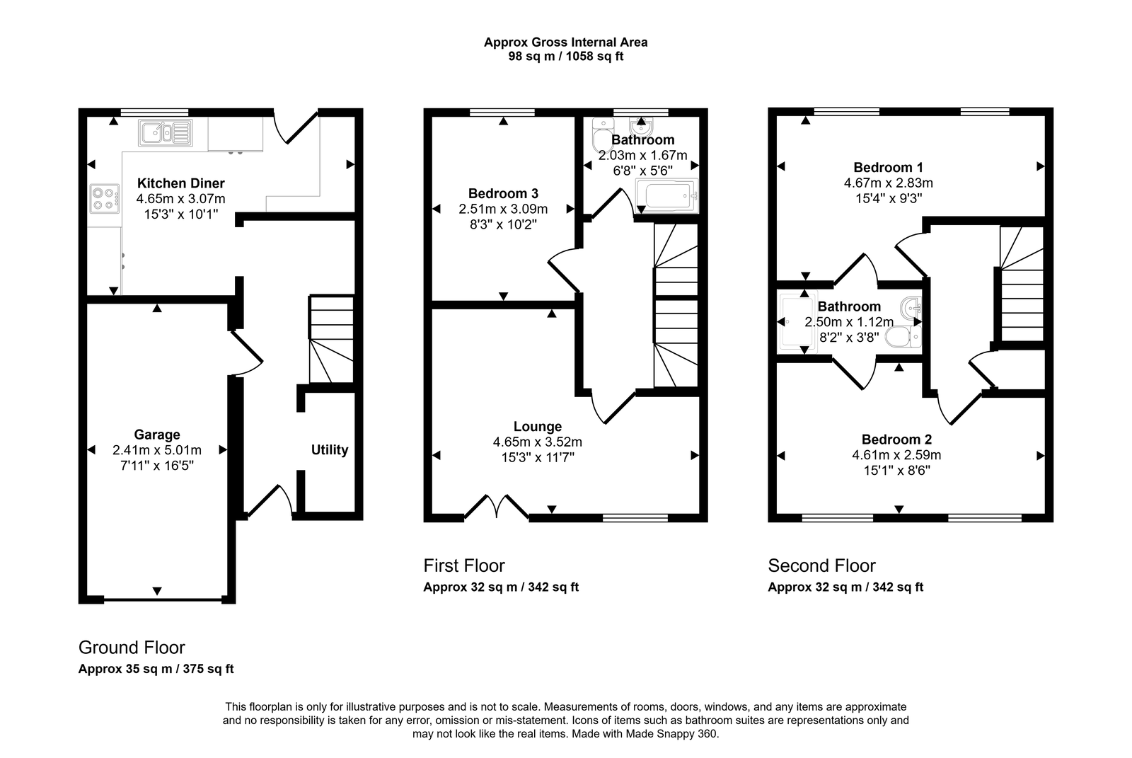 3 bed terraced house for sale in East Parade, Rhyl, LL18 3AL - Property floorplan