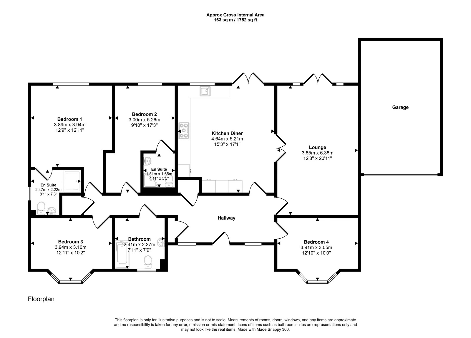 4 bed detached bungalow for sale in Lon Hm Stanley, St. Asaph - Property floorplan
