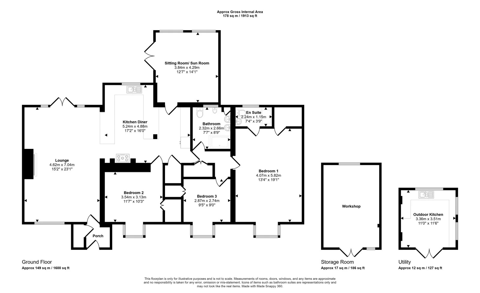 3 bed detached bungalow for sale in Kinmel Way, Towyn - Property floorplan