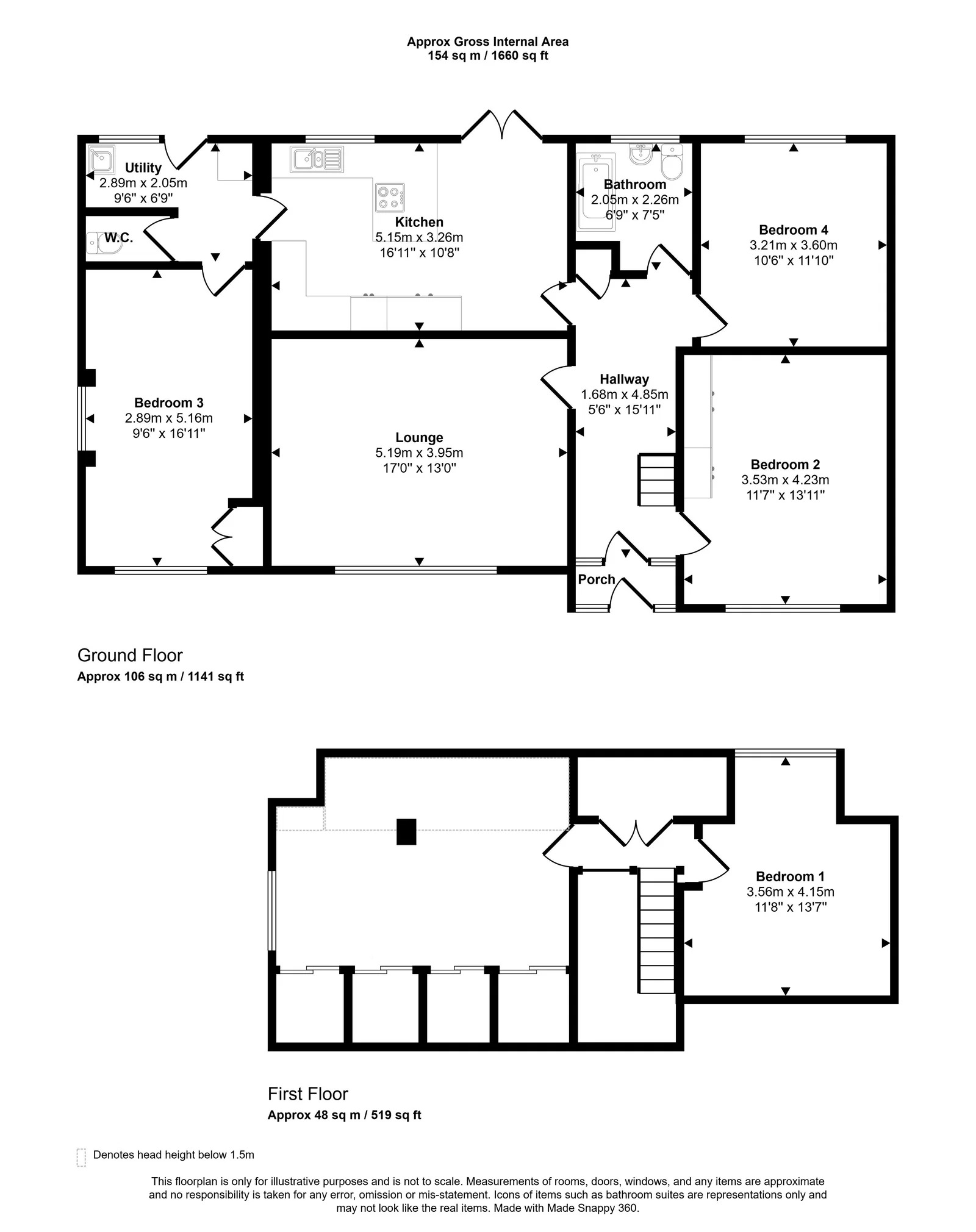 4 bed detached bungalow for sale in Bryn Twr, Abergele - Property floorplan