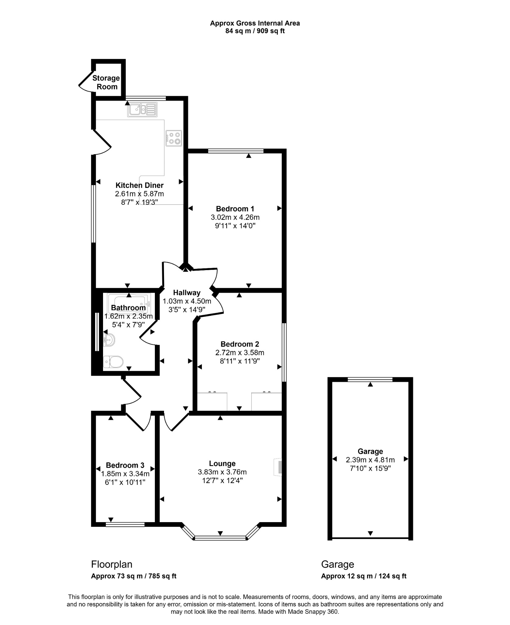 3 bed detached bungalow for sale in Patrick Avenue, Rhyl, LL18 4TU - Property floorplan
