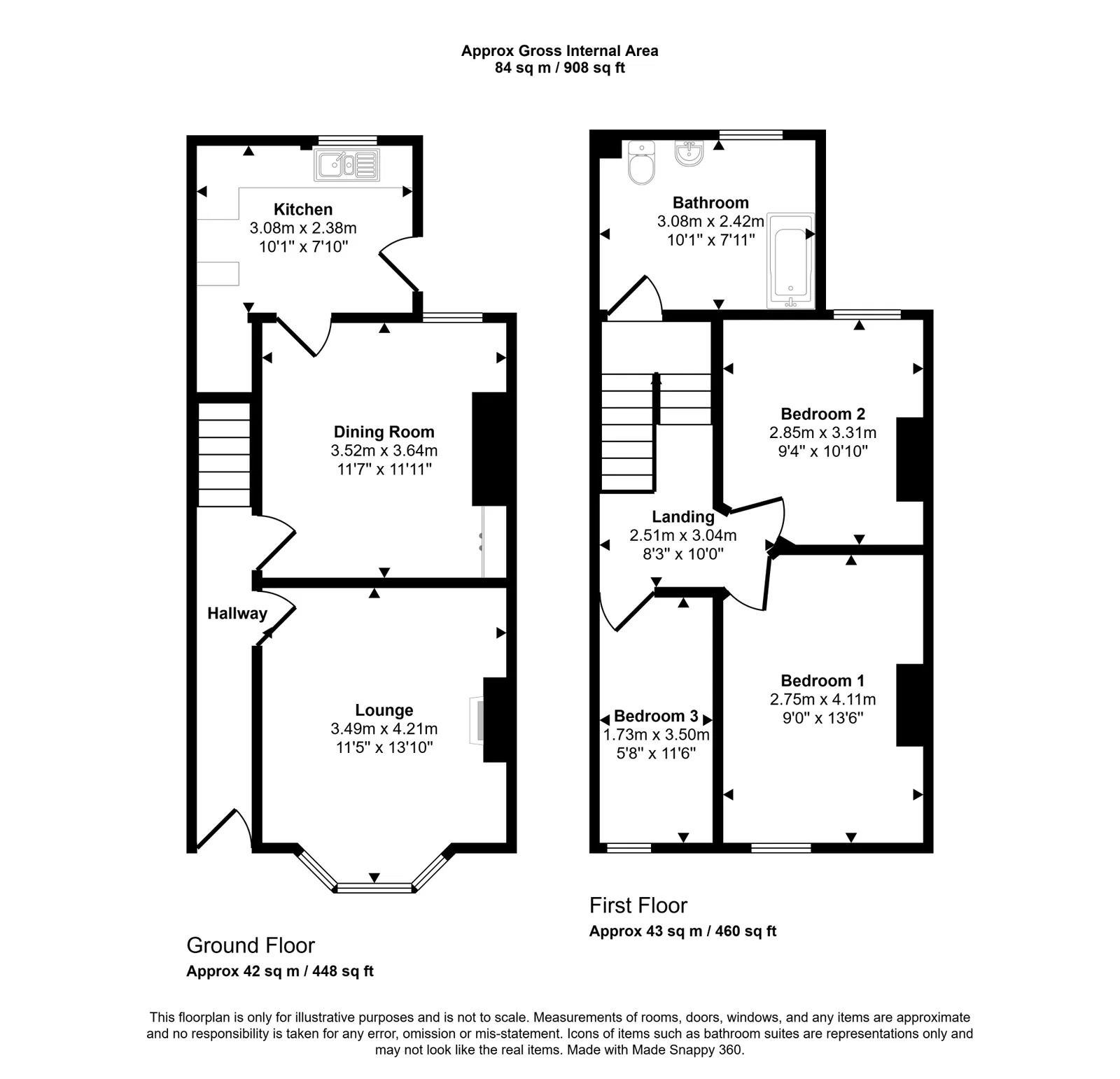 3 bed terraced house for sale in Millbank Road, Rhyl - Property floorplan