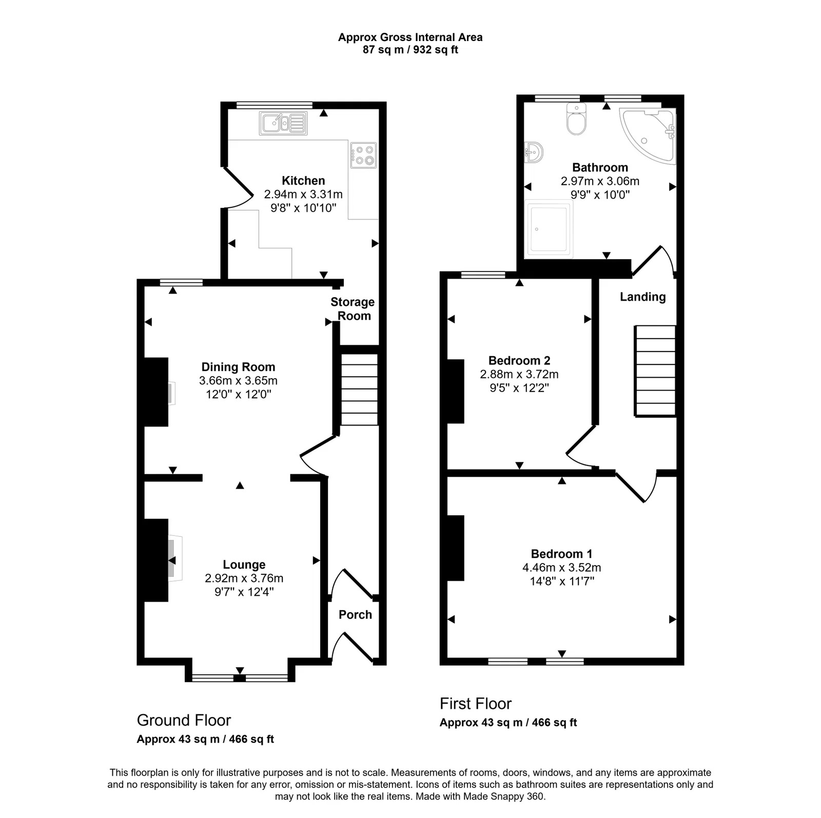 2 bed terraced house for sale in Ernest Street, Rhyl - Property floorplan