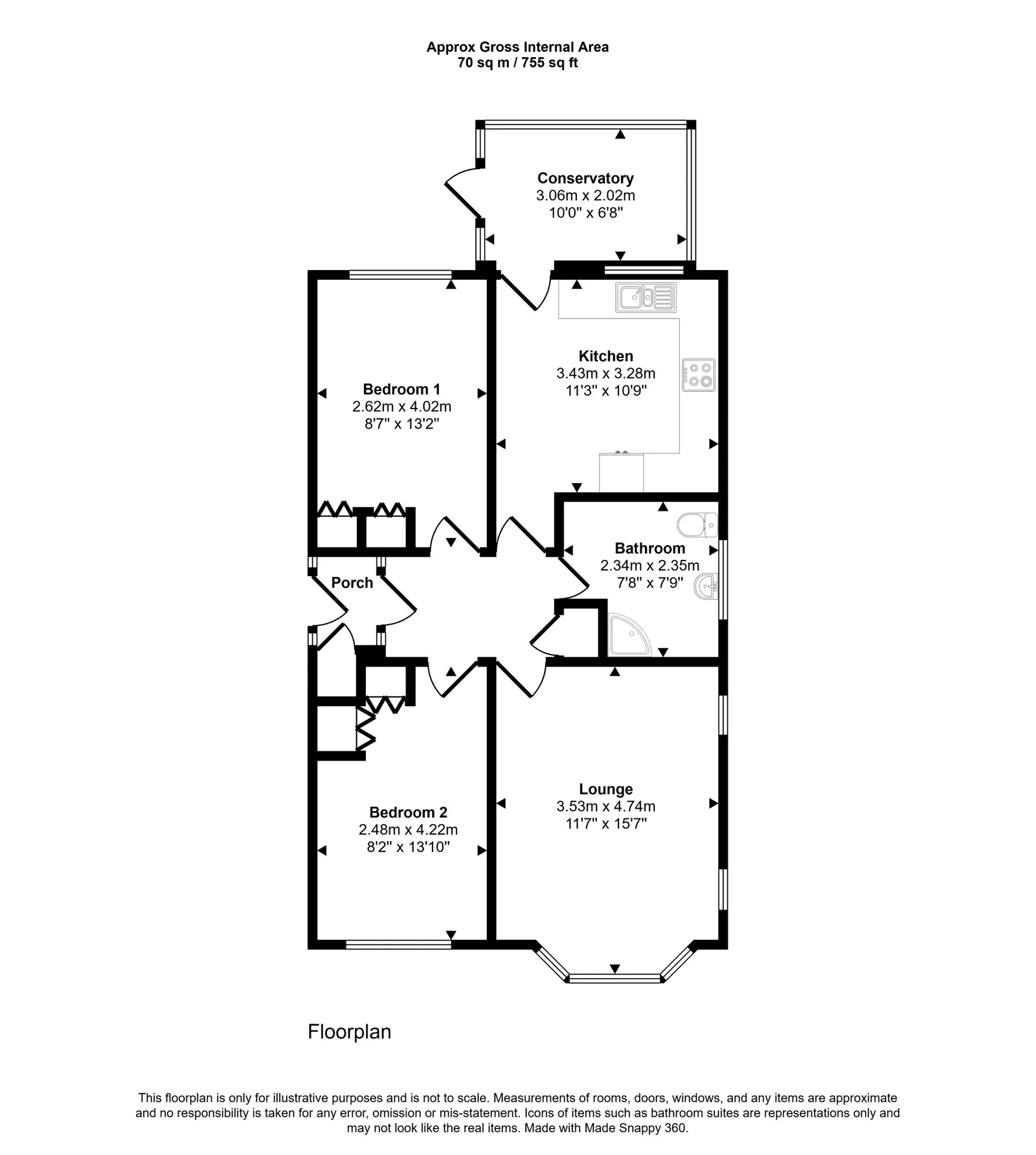 2 bed detached bungalow for sale in Garnett Drive, Prestatyn - Property floorplan
