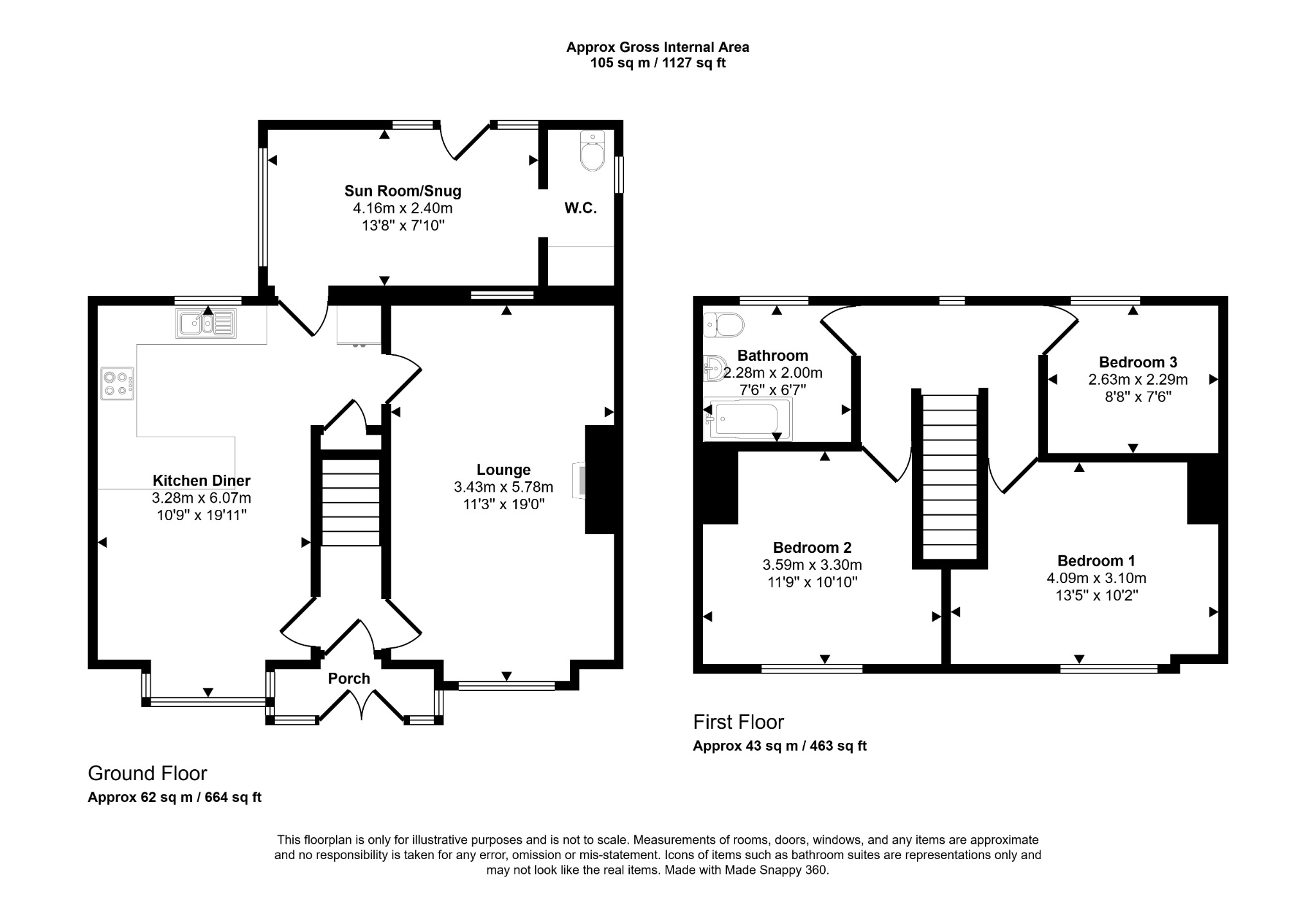 3 bed terraced house for sale in 48, Prince Edward Avenue, Rhyl, LL18 4PY - Property floorplan