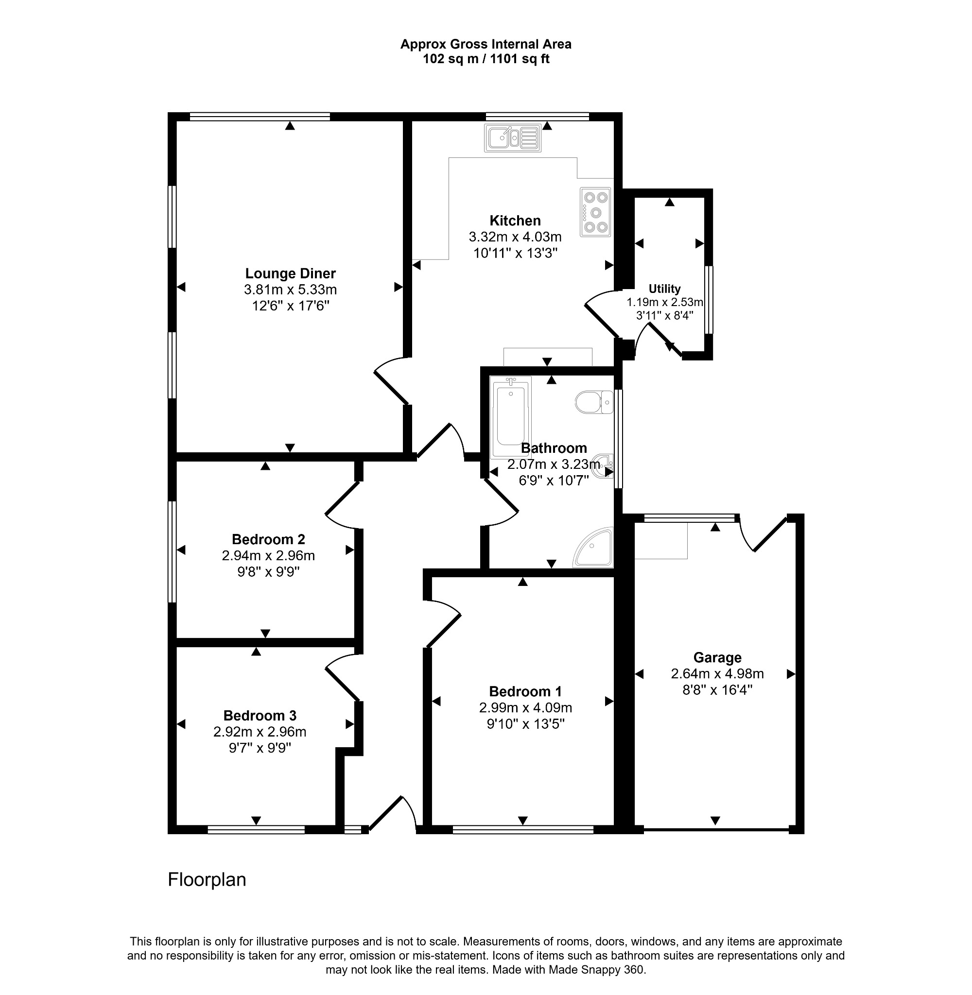 3 bed detached bungalow for sale in 32 Llugwy Road, Kinmel Bay, Conwy, LL18 5LD - Property floorplan