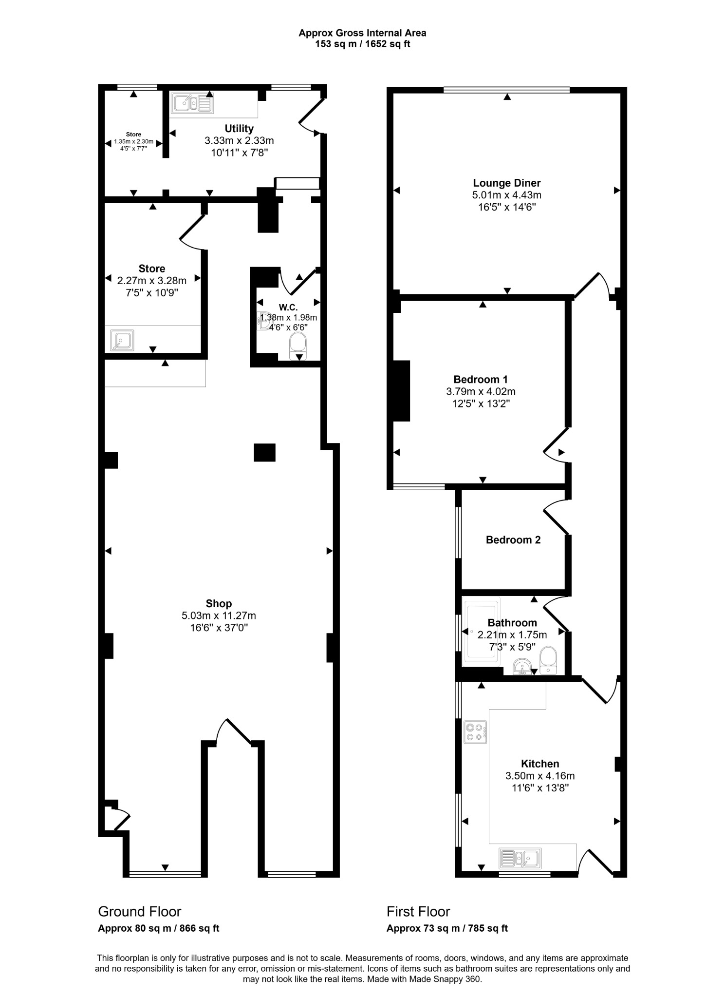 2 bed hairdresser/barber shop for sale in Prestatyn, Denbighshire, LL19 - Property floorplan