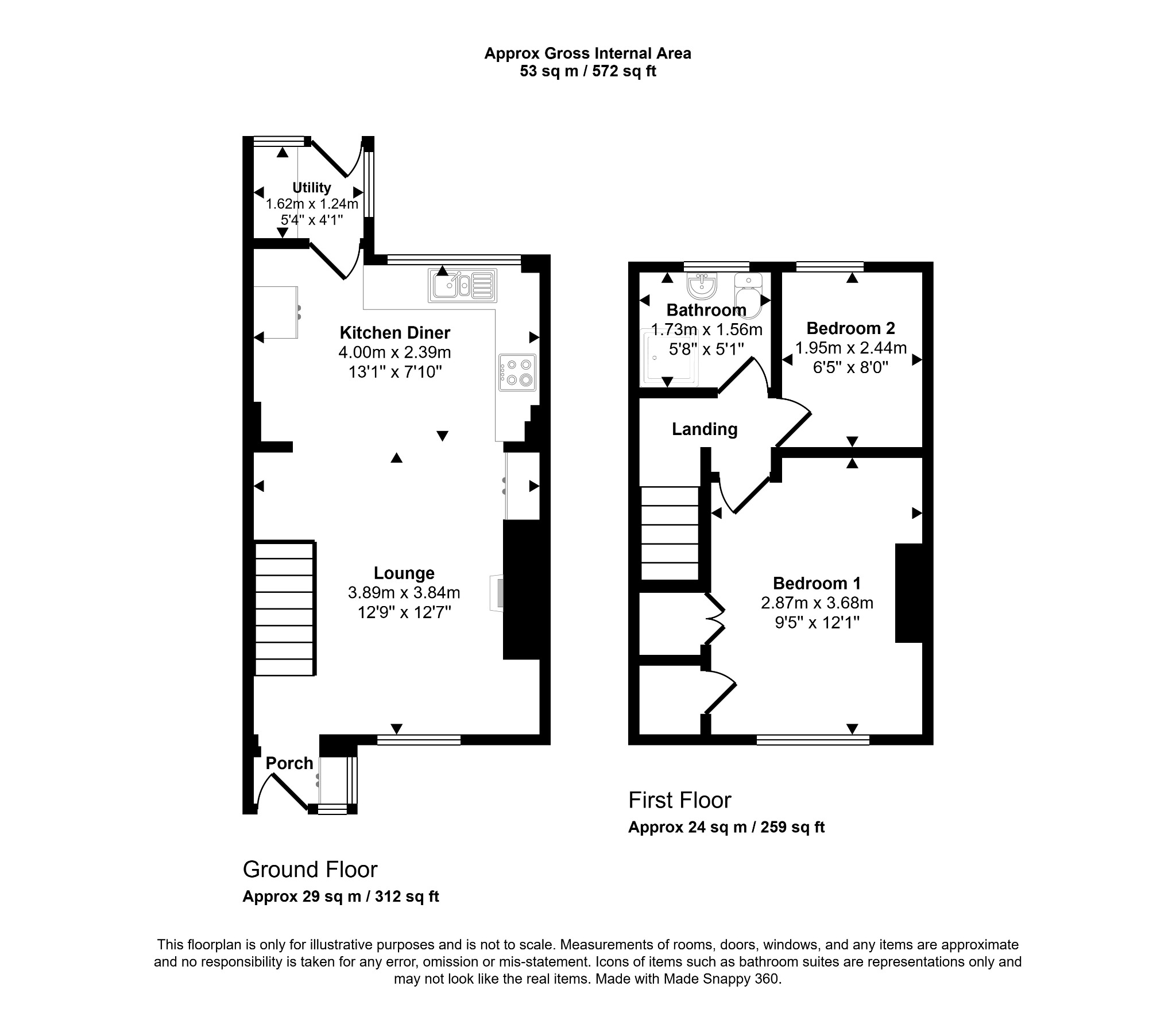 2 bed terraced house for sale in 3 Glanrafon Terrace, Lower Street, St. Asaph, Denbighshire, LL17 0SF - Property floorplan