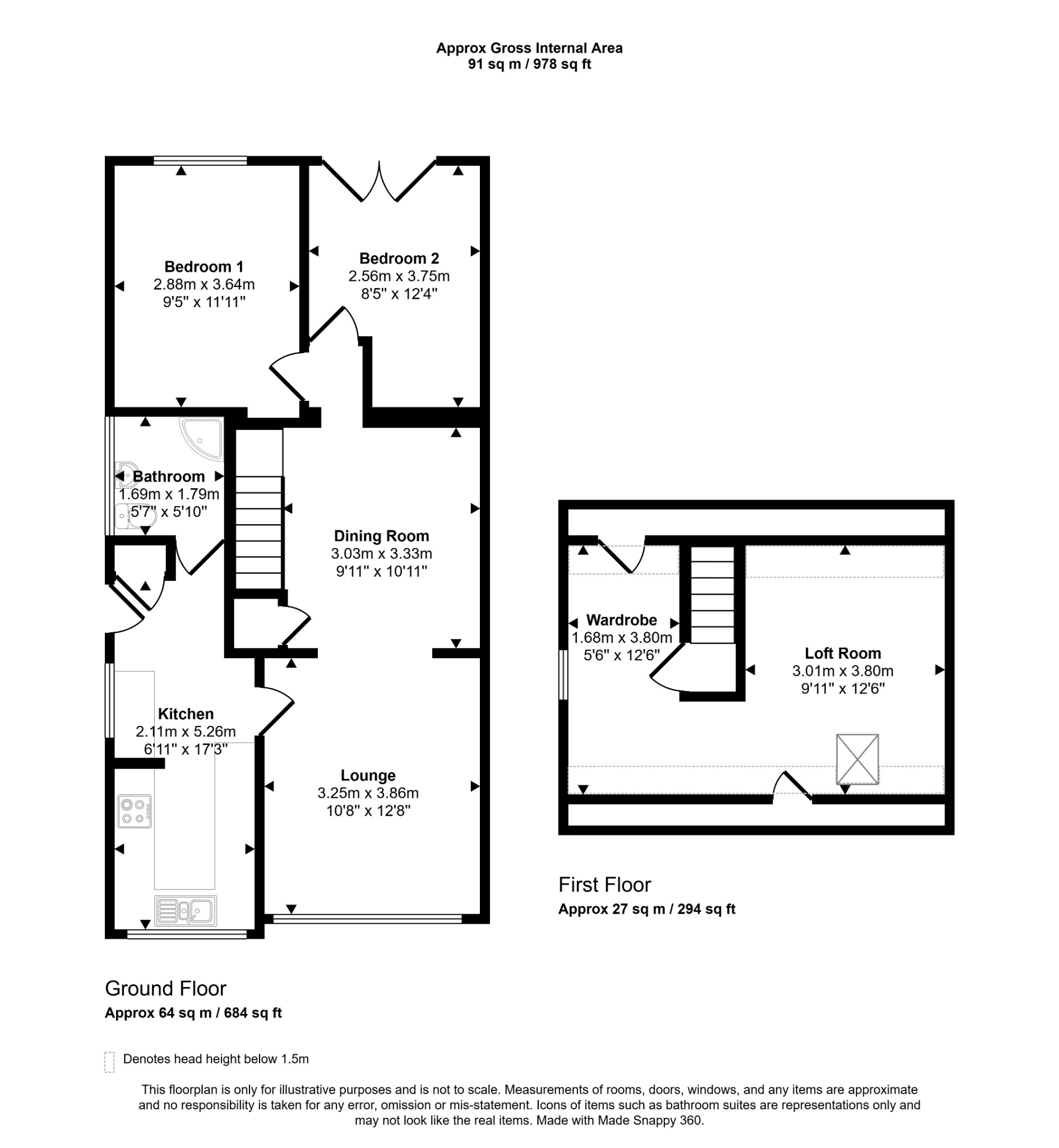 2 bed semi-detached bungalow for sale in Prestatyn, Denbighshire, LL19 - Property floorplan