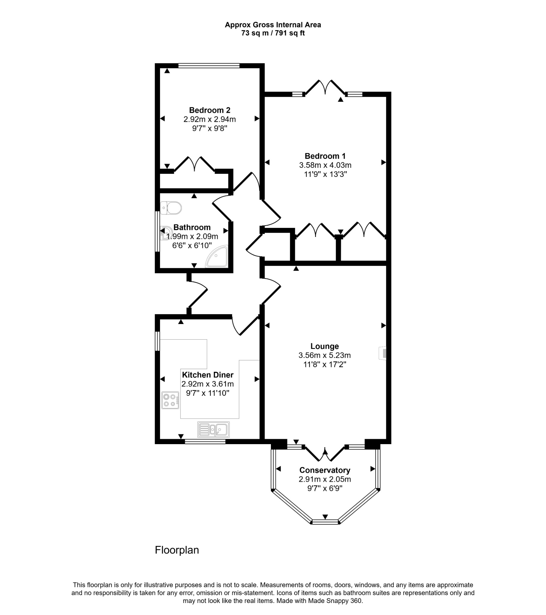 2 bed detached bungalow for sale in 40 Maes Offa, Trelawnyd, Flintshire, LL18 6PE - Property floorplan
