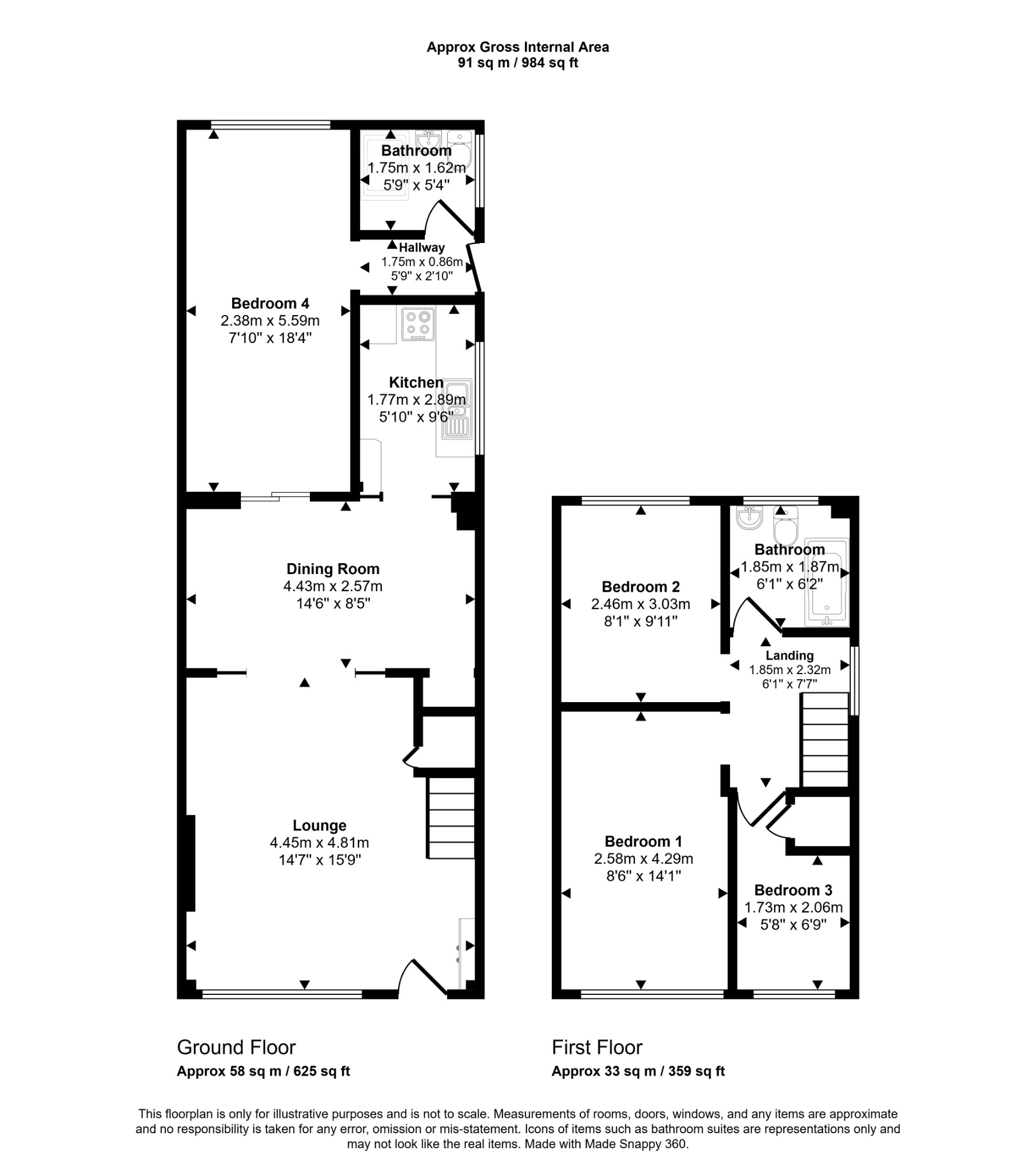 4 bed semi-detached house for sale in Prestatyn, Denbighshire, LL19 - Property floorplan