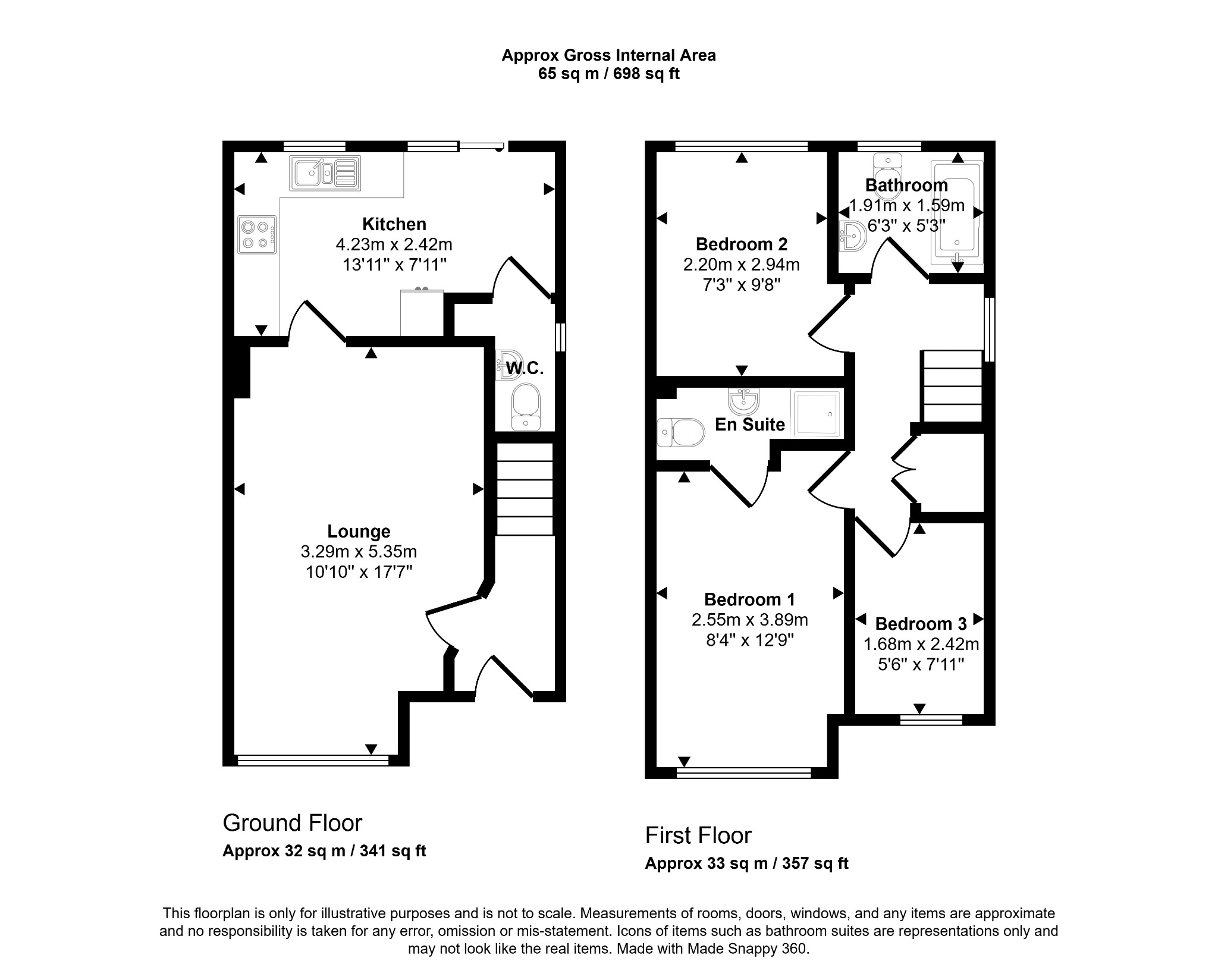 3 bed semi-detached house for sale in 1, Llys Bala, Kinmel Bay, LL18 5FW - Property floorplan