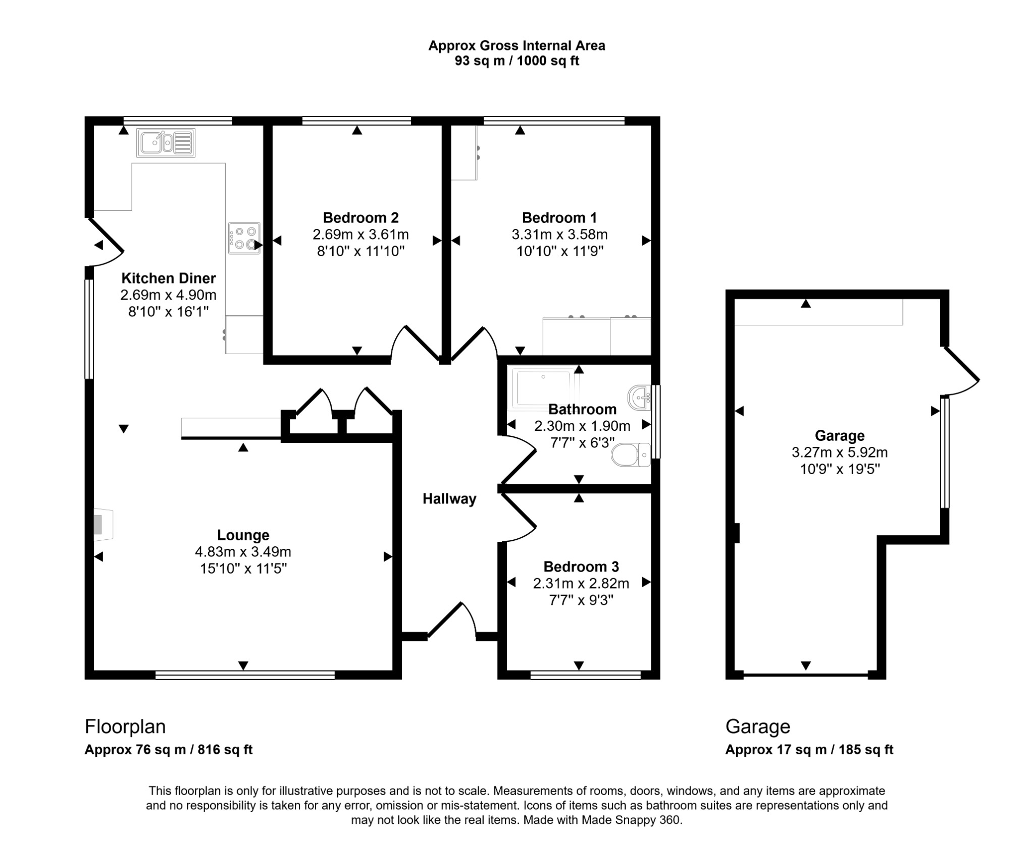 3 bed detached bungalow to rent in Glan Ffyddion, Dyserth, Rhyl, Denbighshire, LL18 - Property floorplan