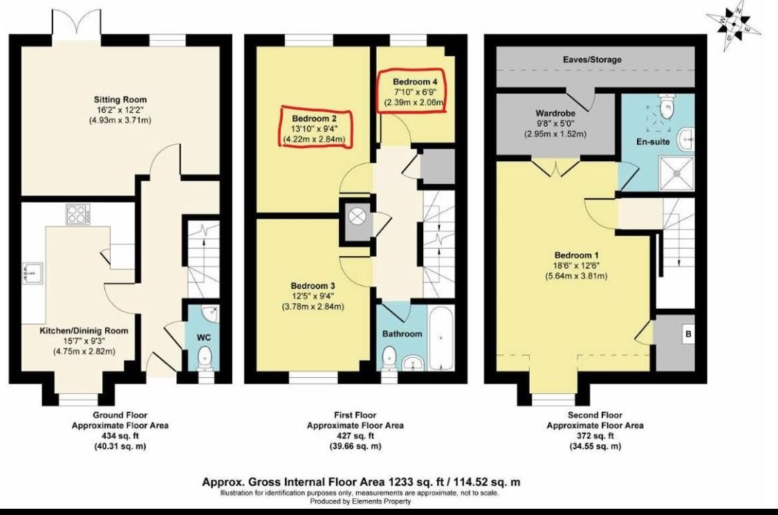 4 bed terraced house to rent in Eighteen Acre Drive, Patchway, Bristol - Property floorplan