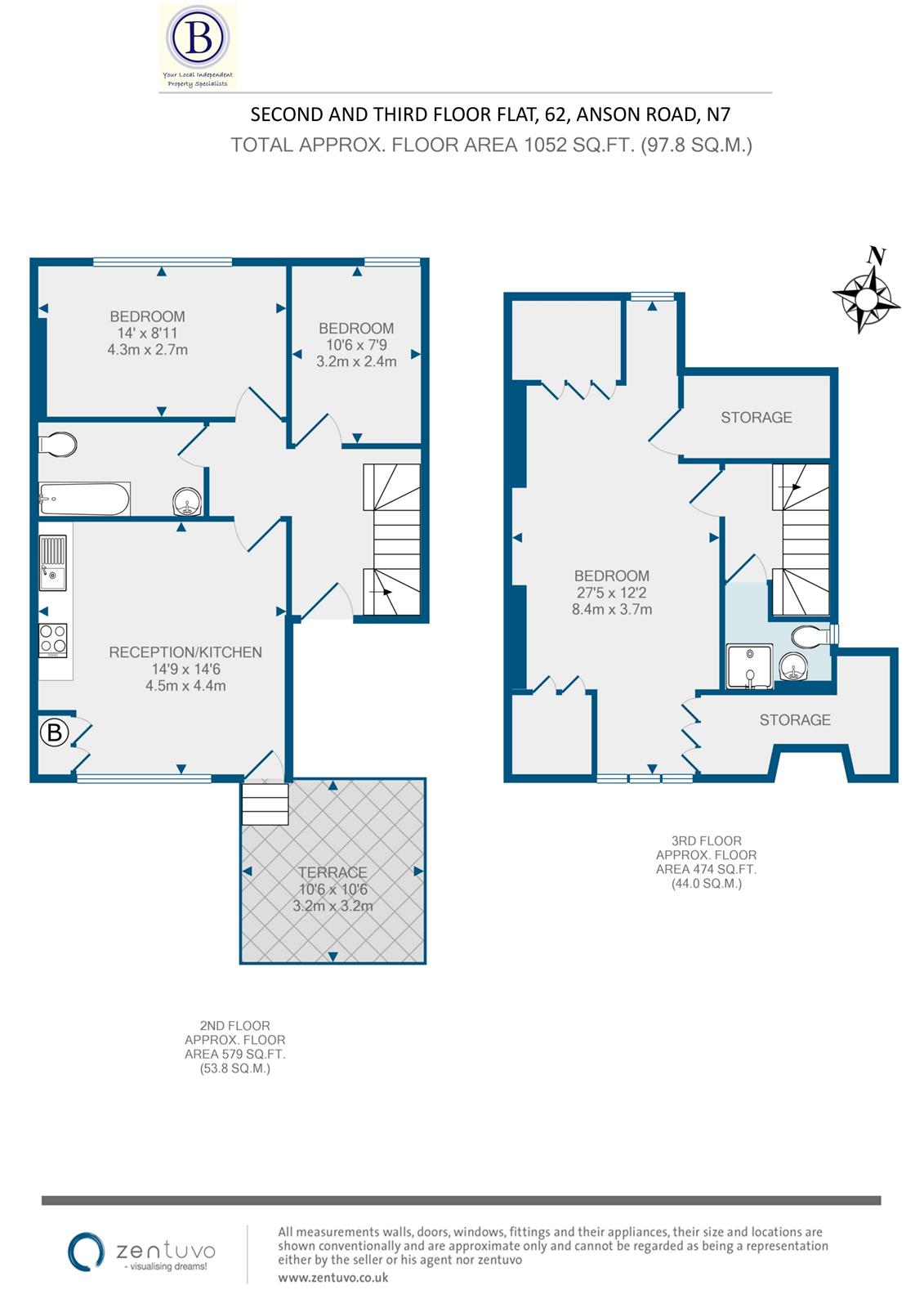 3 bed flat to rent in Anson Road - Property Floorplan