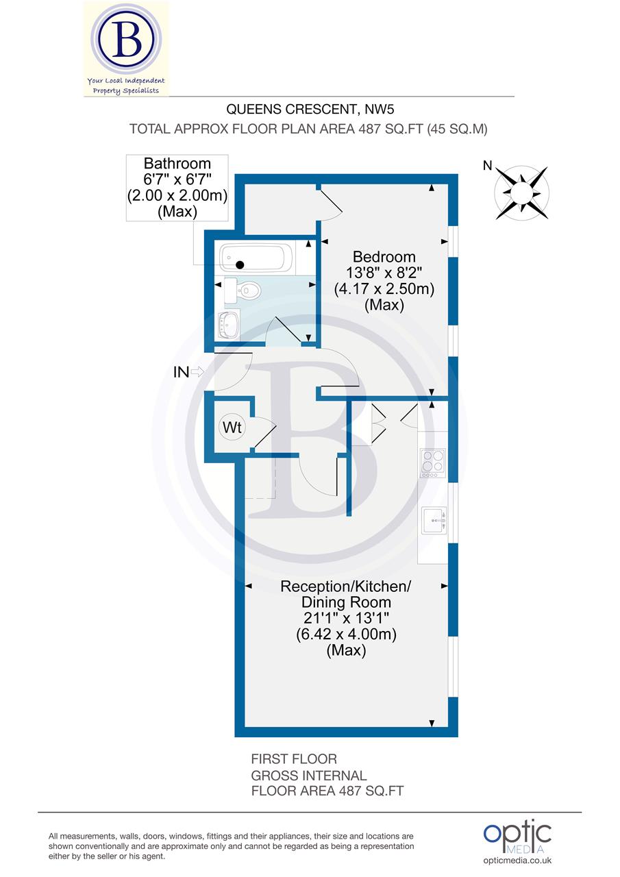 1 bed flat to rent in Queens Crescent - Property Floorplan