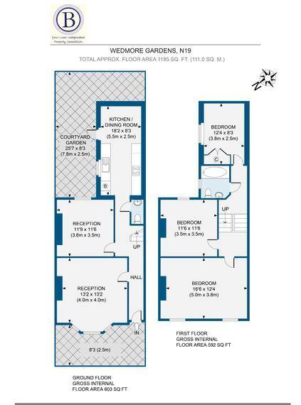 4 bed terraced house to rent in Wedmore Gardens - Property Floorplan